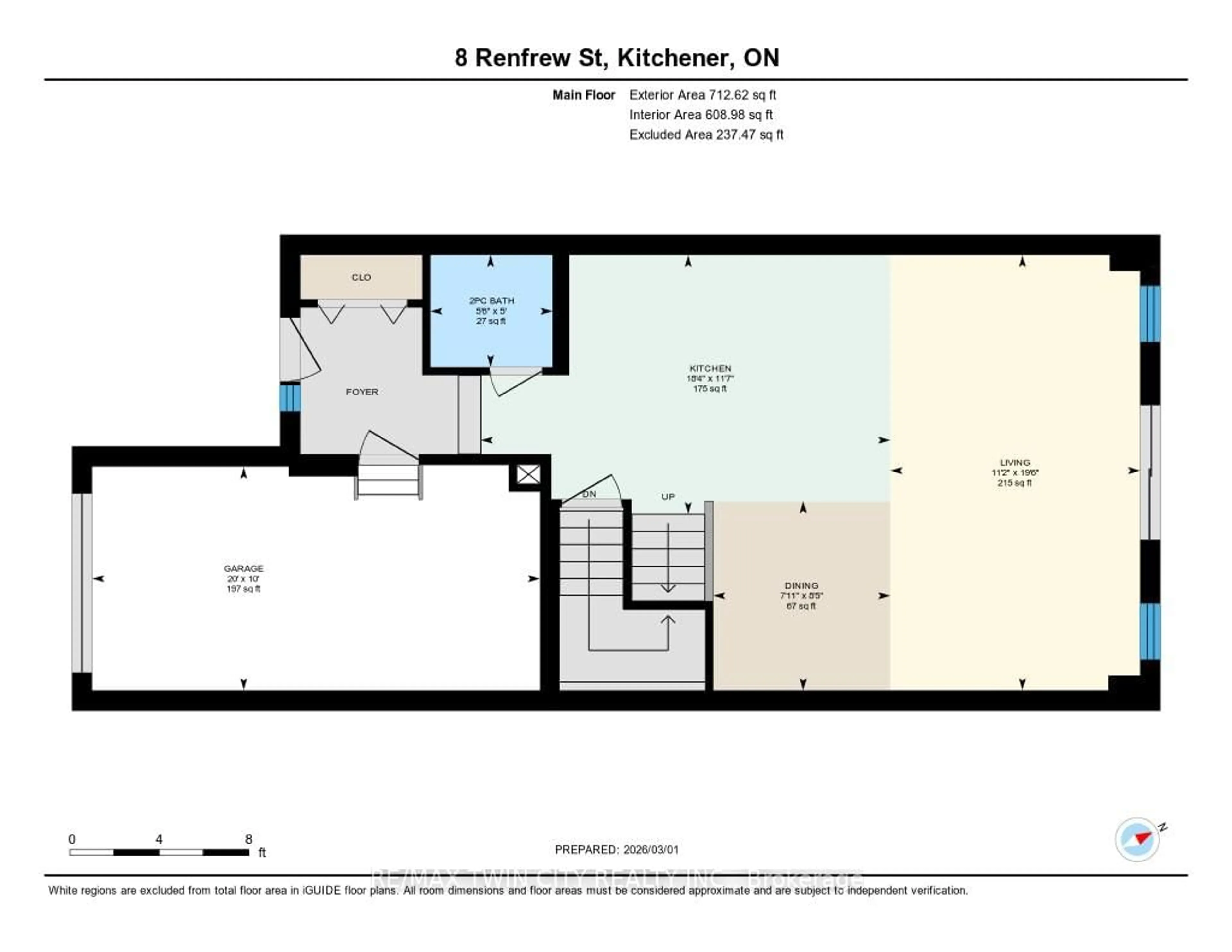 Floor plan for 8 Renfrew St, Kitchener Ontario N2R 0G6