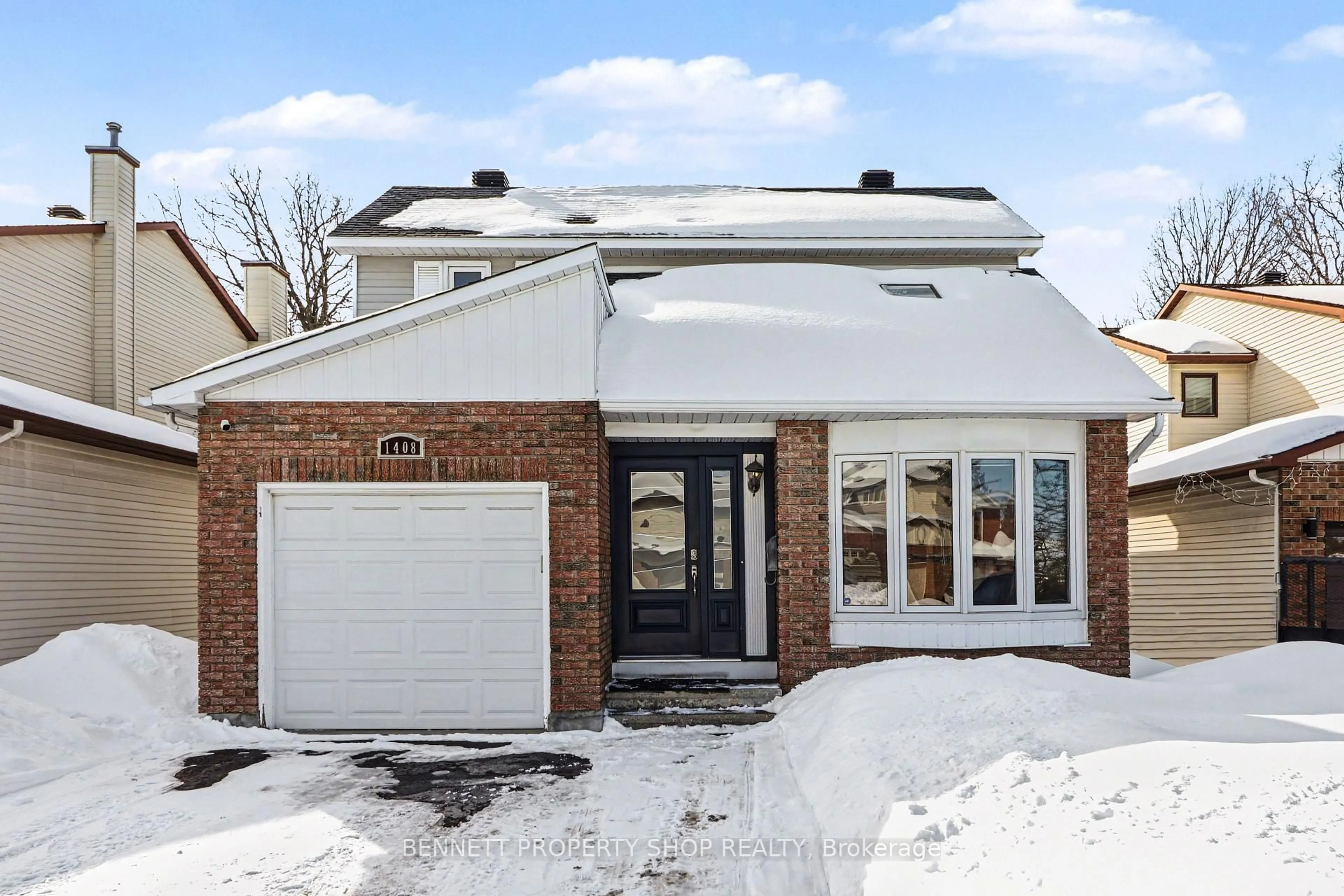 Home with brick exterior material, street for 1408 Eastcliffe Way, Gloucester Ontario K1B 5H6