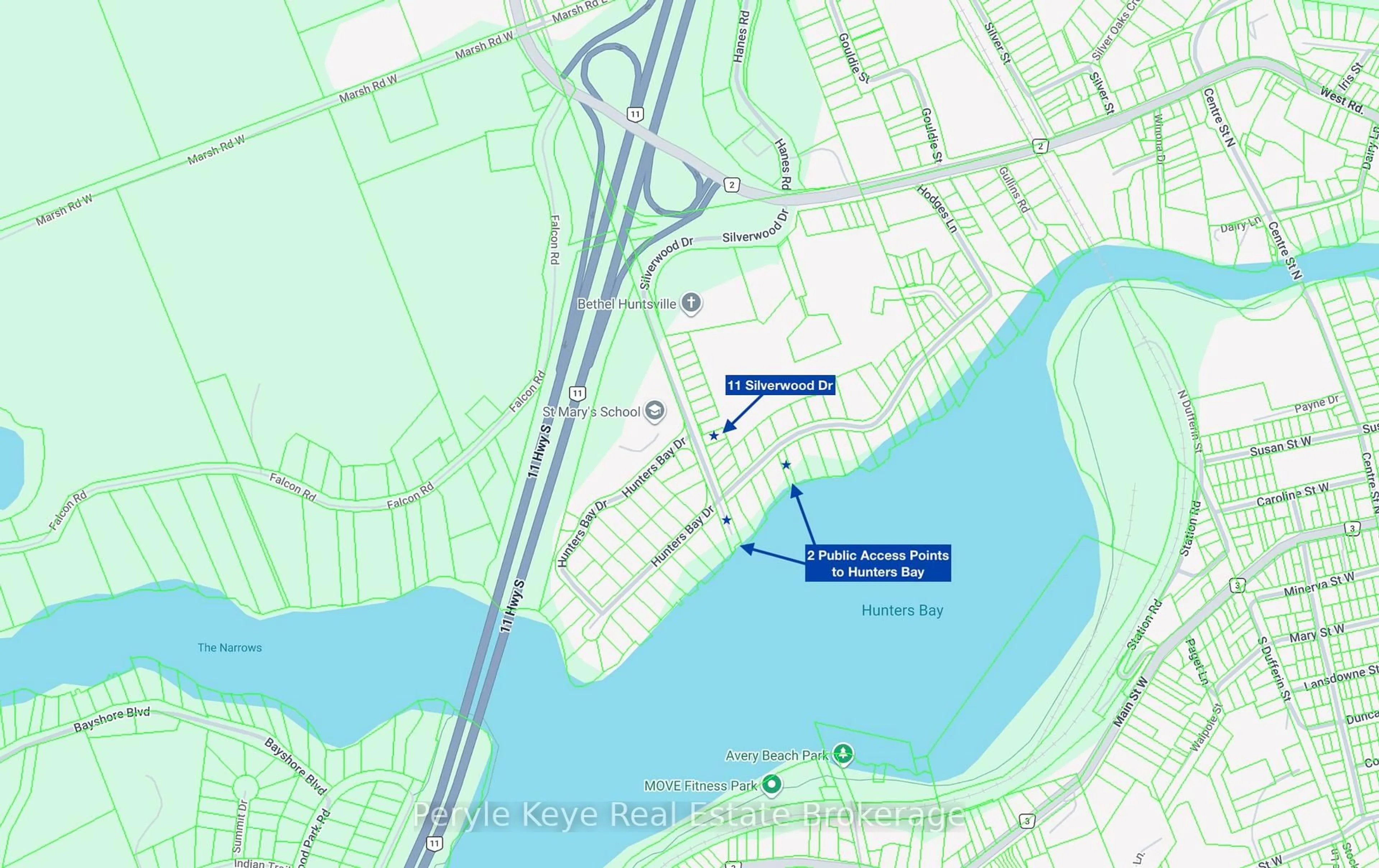 Picture of a map for 11 Silverwood Dr, Huntsville Ontario P1H 1N1