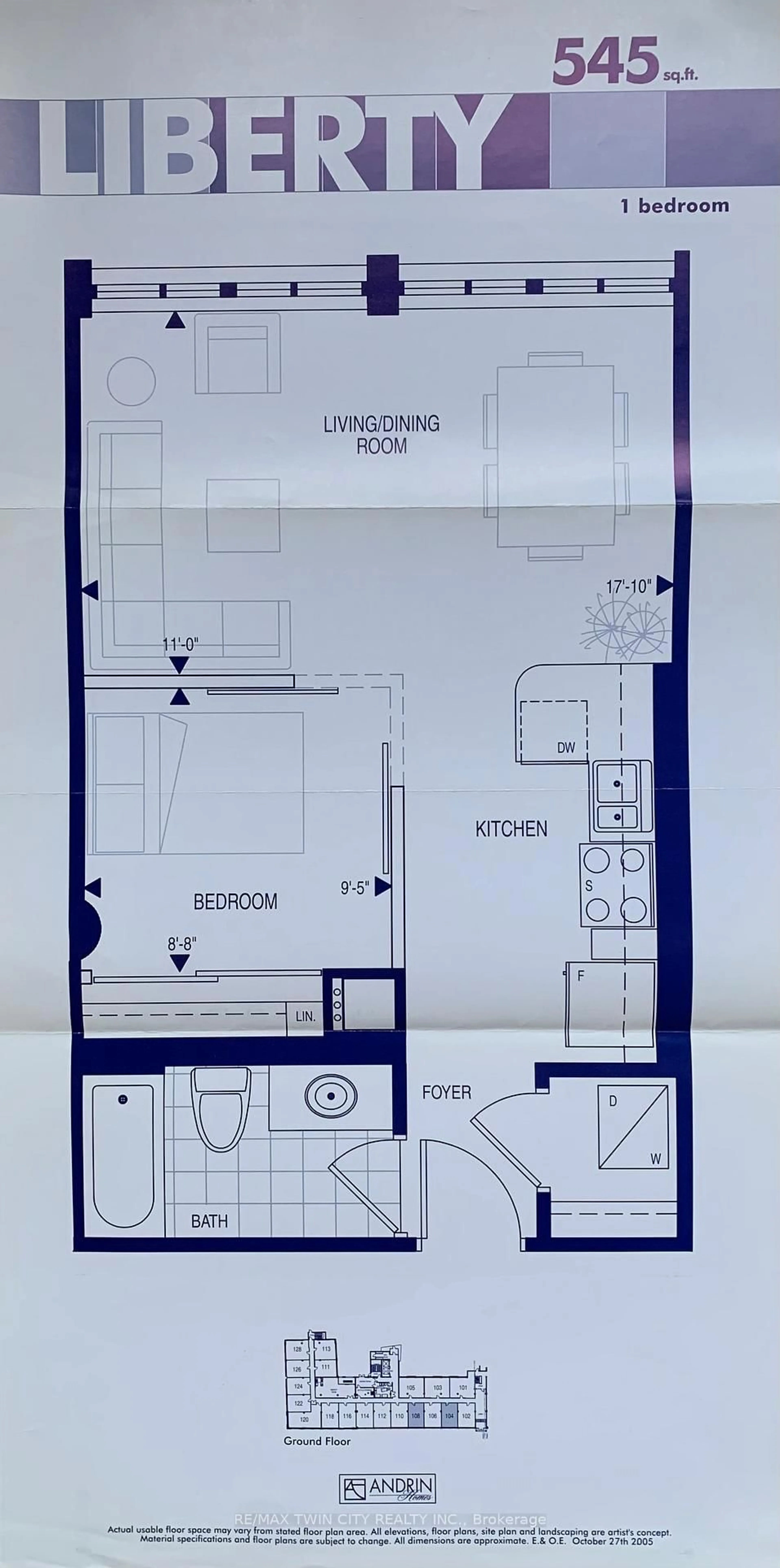 Floor plan for 410 King St #104, Kitchener Ontario N2G 1C3