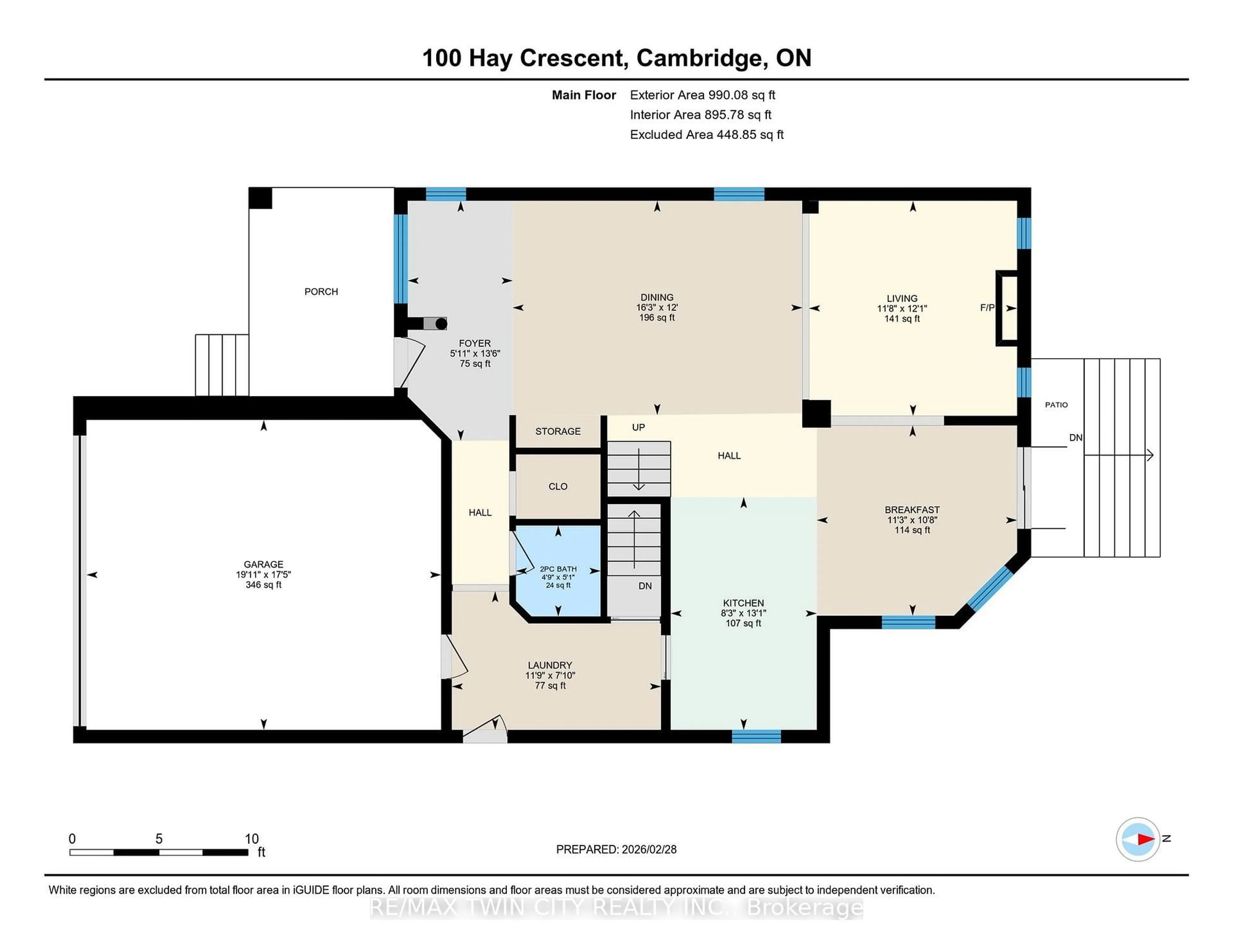 Floor plan for 100 Hay Cres, Cambridge Ontario N1P 1H7