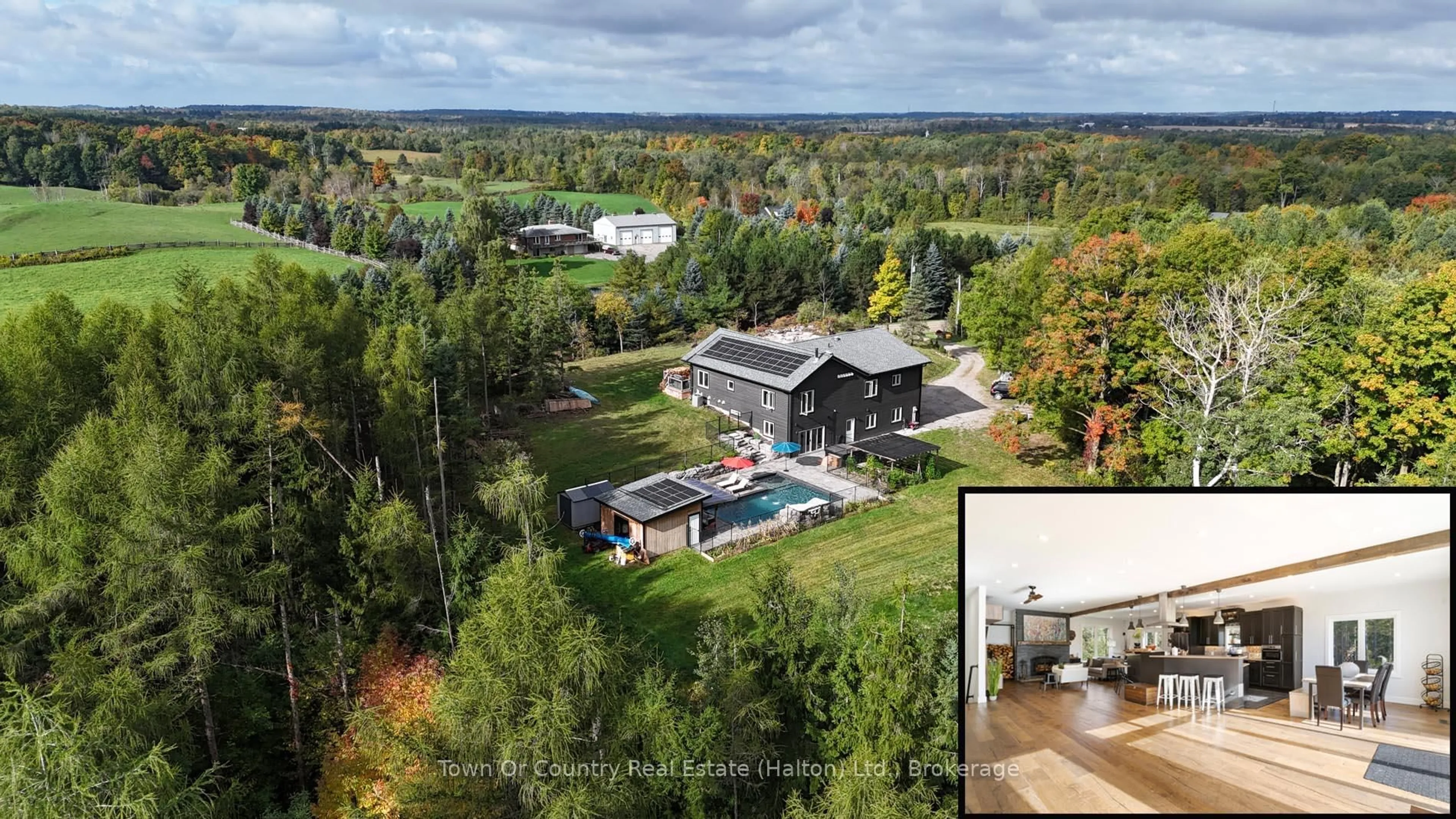 A pic from outside/outdoor area/front of a property/back of a property/a pic from drone, water/lake/river/ocean view for 5041 Third Line, Erin Ontario L7J 2L8