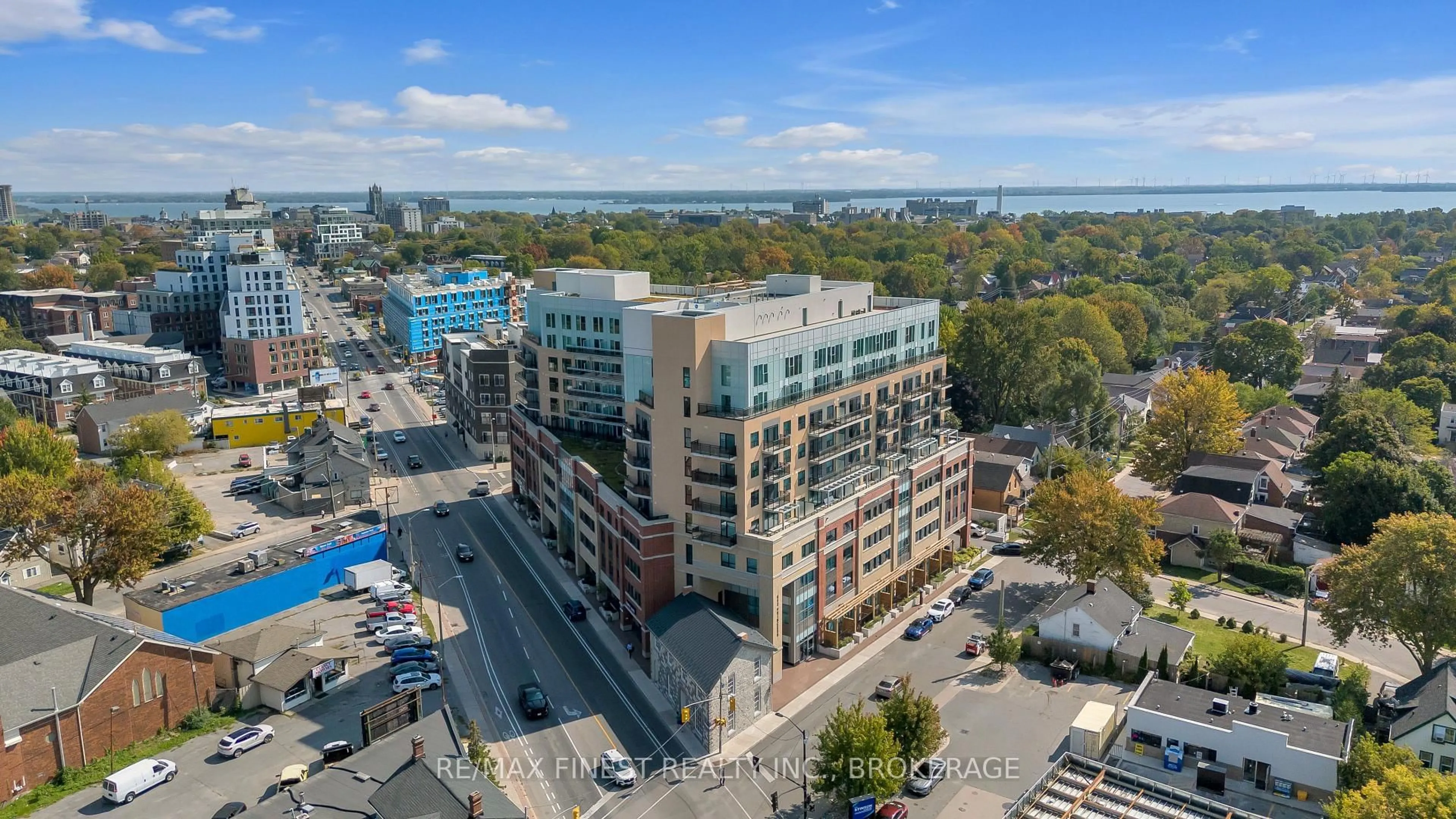 A pic from outside/outdoor area/front of a property/back of a property/a pic from drone, city buildings view from balcony for 652 Princess St #340, Kingston Ontario K7L 1E5