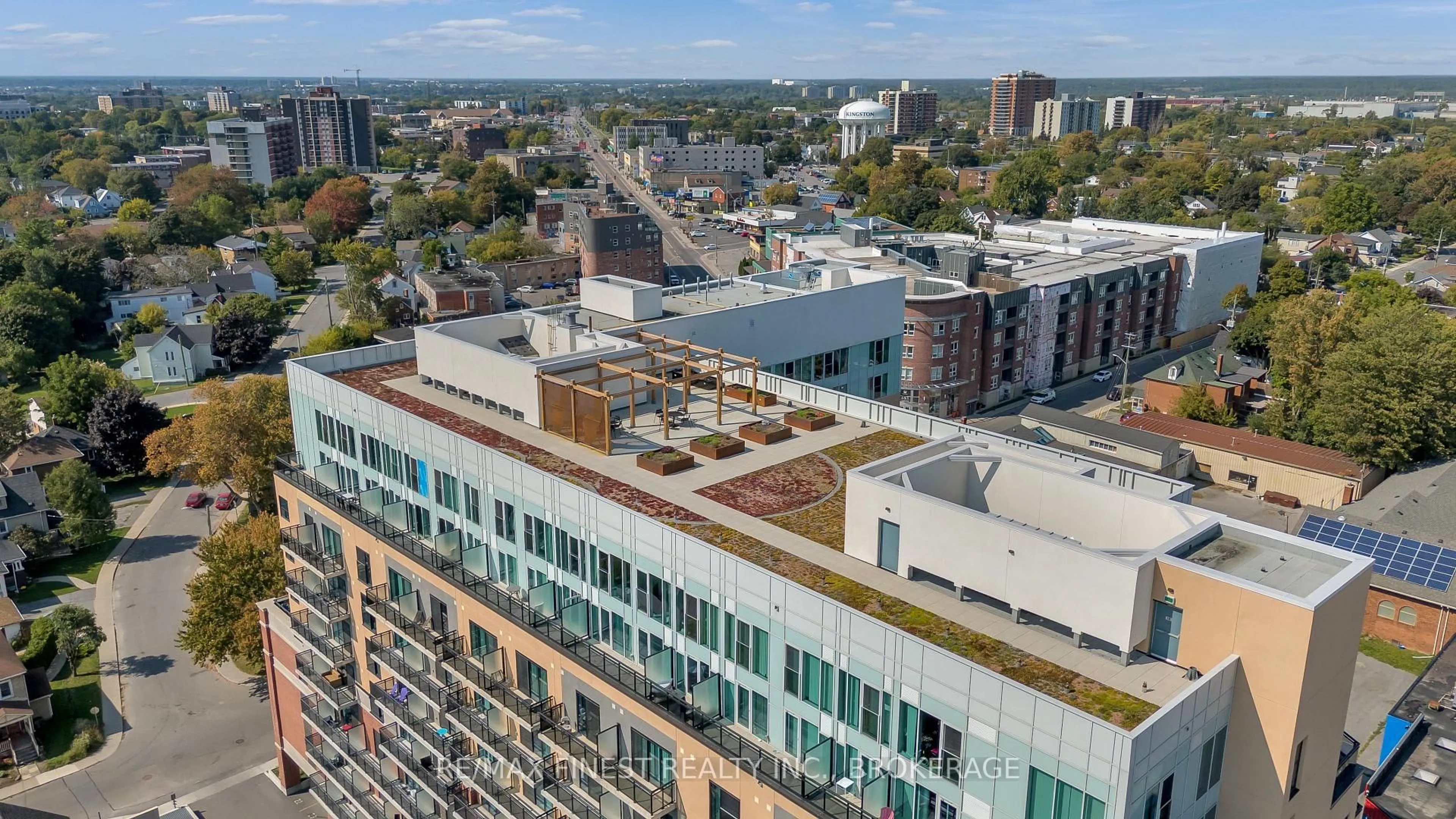 A pic from outside/outdoor area/front of a property/back of a property/a pic from drone, city buildings view from balcony for 652 Princess St #340, Kingston Ontario K7L 1E5