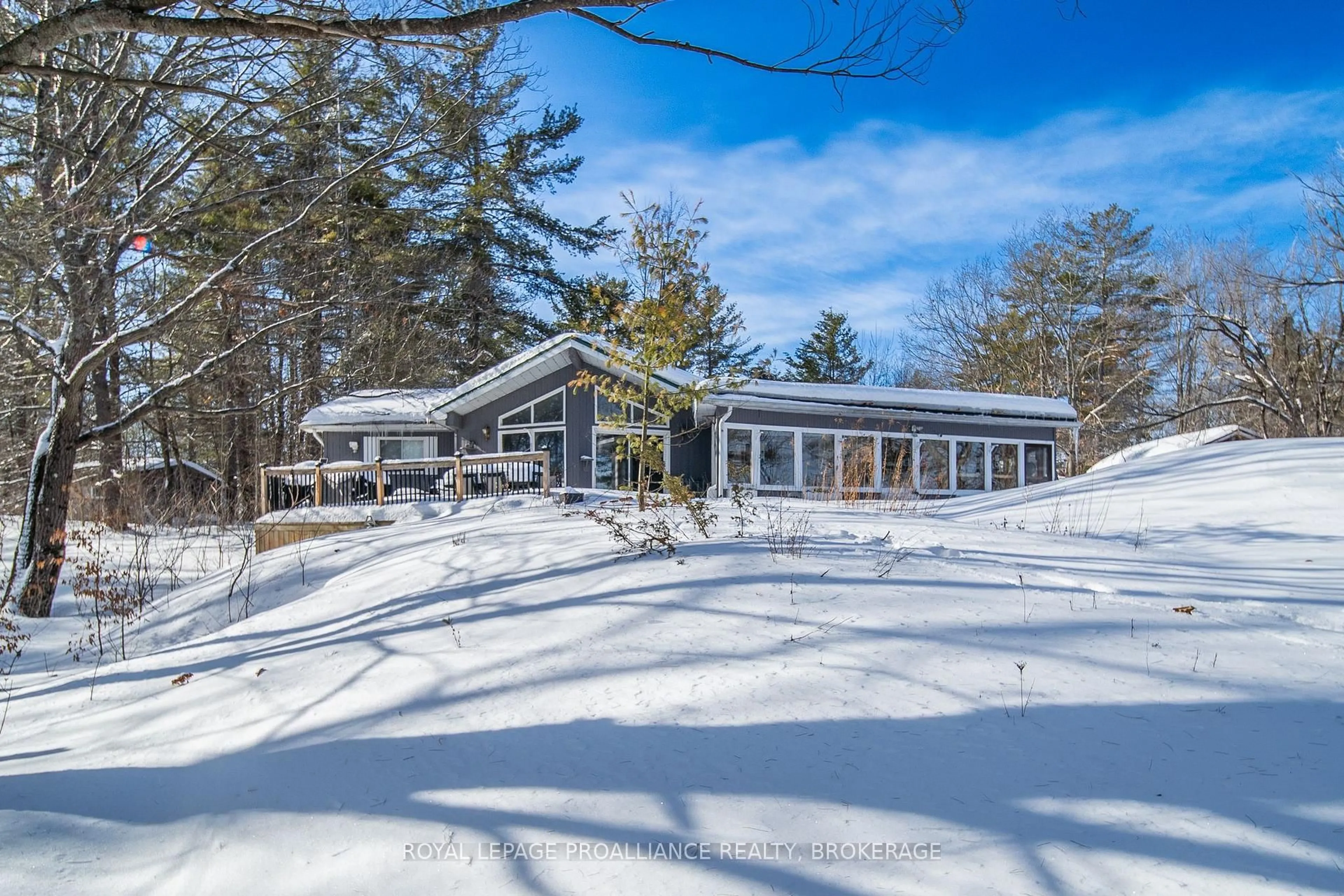 A pic from outside/outdoor area/front of a property/back of a property/a pic from drone, water/lake/river/ocean view for 1535 Dwyer Lane, Kaladar Ontario K0K 1Z0
