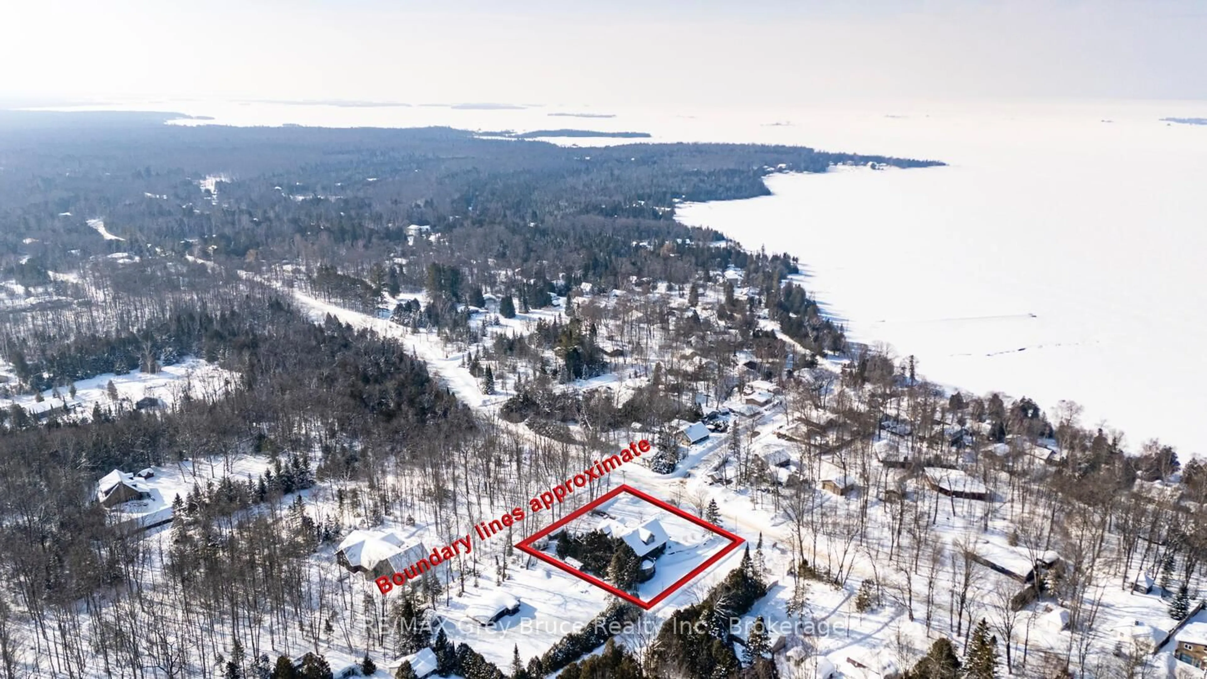 A pic from outside/outdoor area/front of a property/back of a property/a pic from drone, water/lake/river/ocean view for 424 Huron Rd, South Bruce Peninsula Ontario N0H 2T0