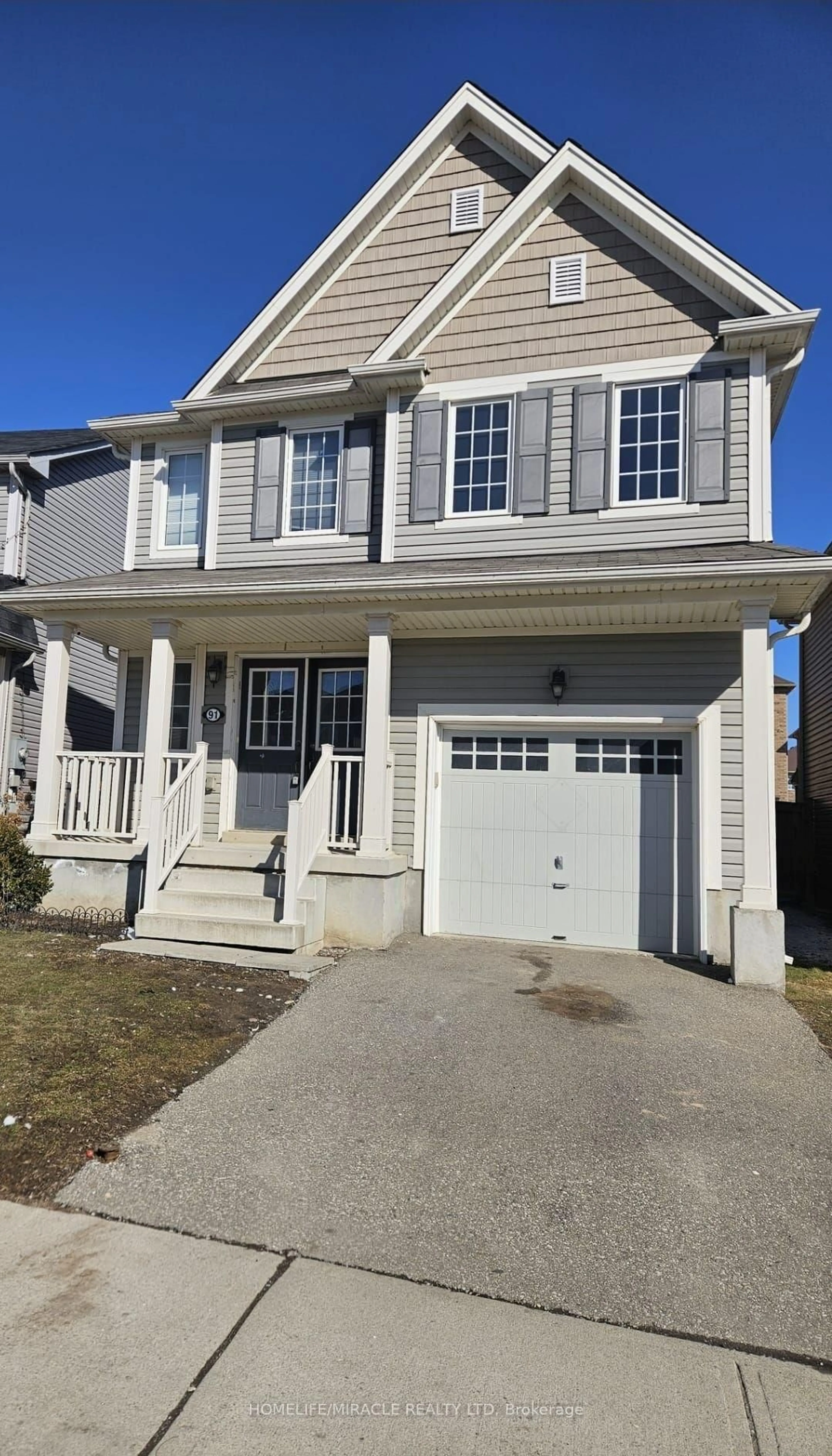 Home with vinyl exterior material, street for 91 Warner Lane, Brantford Ontario N3T 0J4