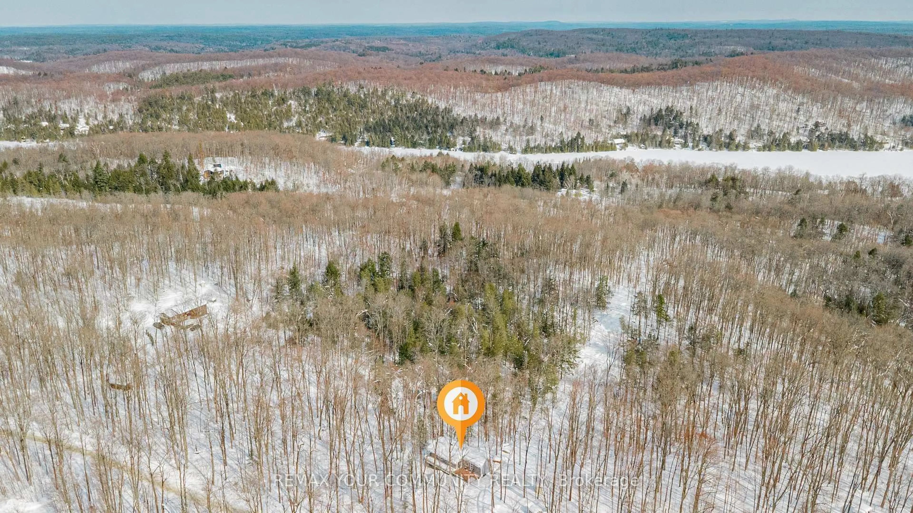 A pic from outside/outdoor area/front of a property/back of a property/a pic from drone, forest/trees view for 1534 Salerno Lake Rd, Highlands East Ontario K0M 1X0
