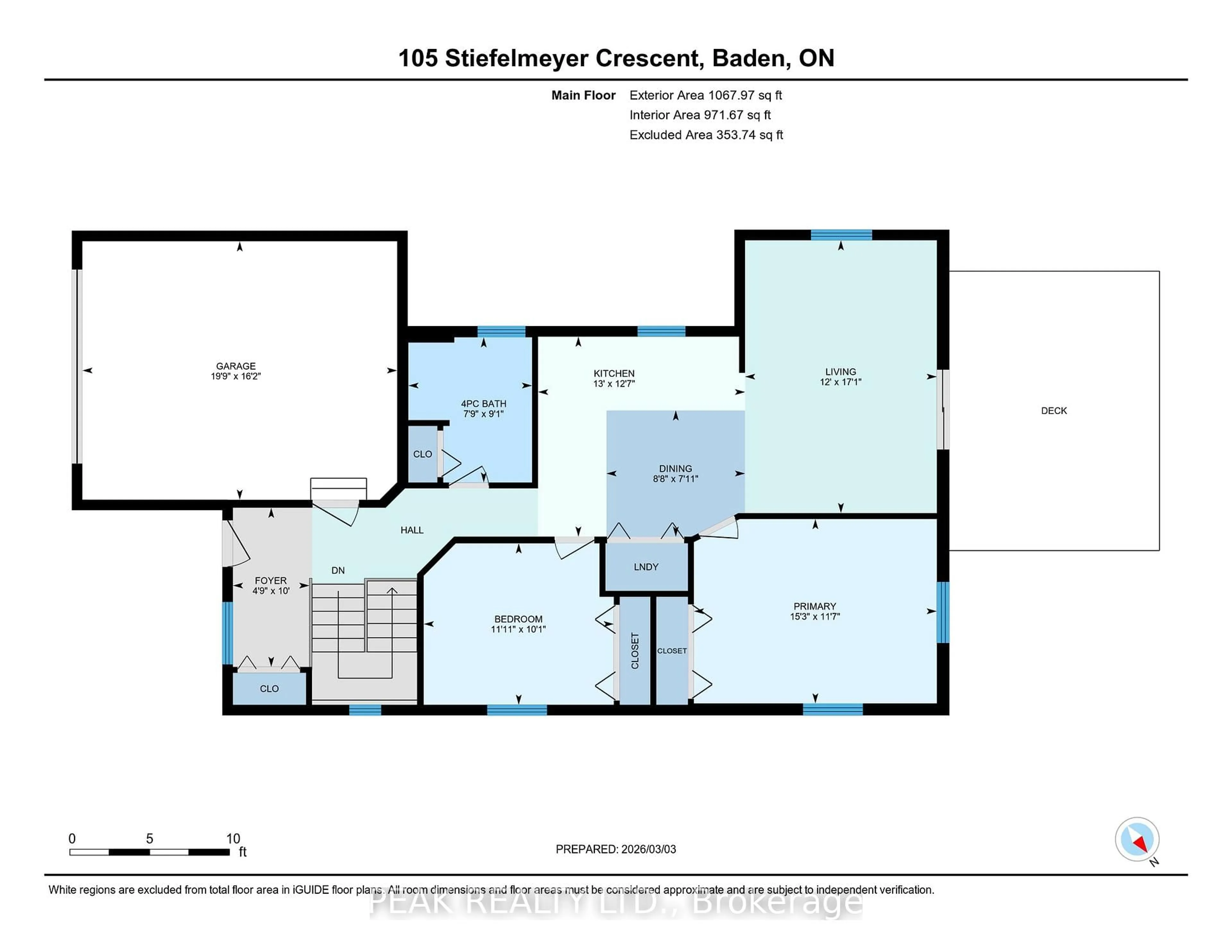 Floor plan for 105 Stiefelmeyer Cres, Wilmot Ontario N3A 4K6