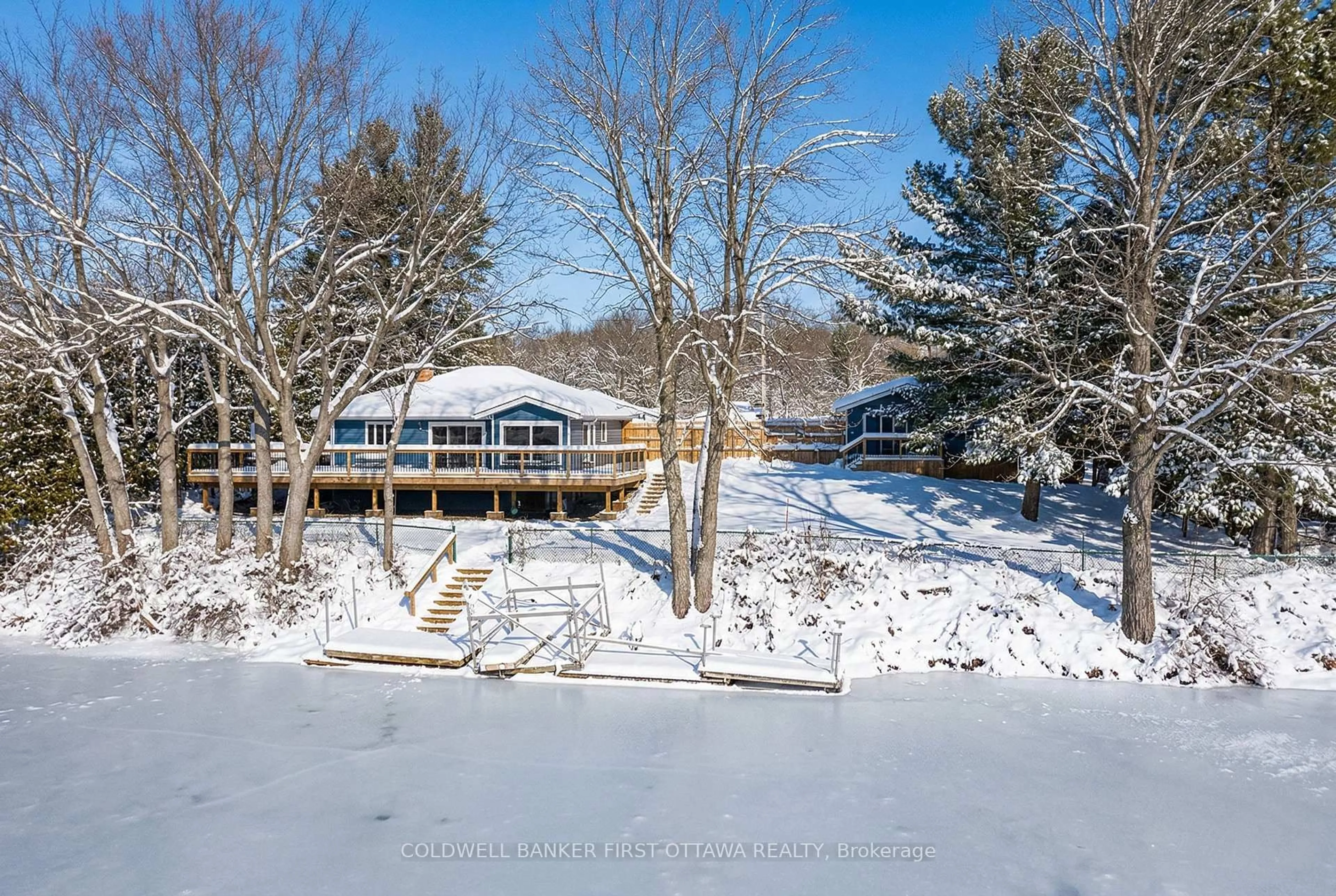 A pic from outside/outdoor area/front of a property/back of a property/a pic from drone, water/lake/river/ocean view for 889 Jones Point Rd, Perth Ontario K7H 3C7