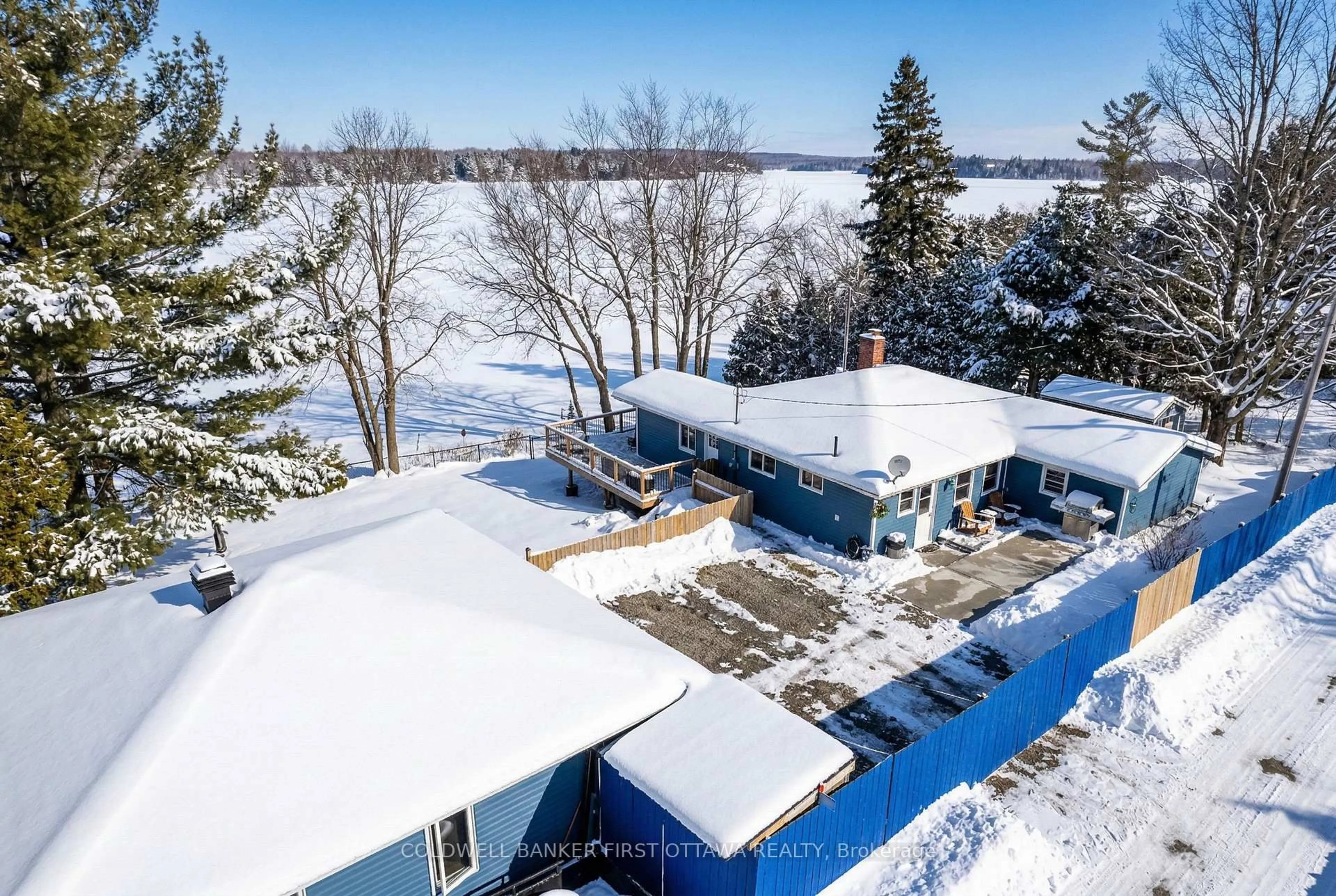 A pic from outside/outdoor area/front of a property/back of a property/a pic from drone, water/lake/river/ocean view for 889 Jones Point Rd, Perth Ontario K7H 3C7