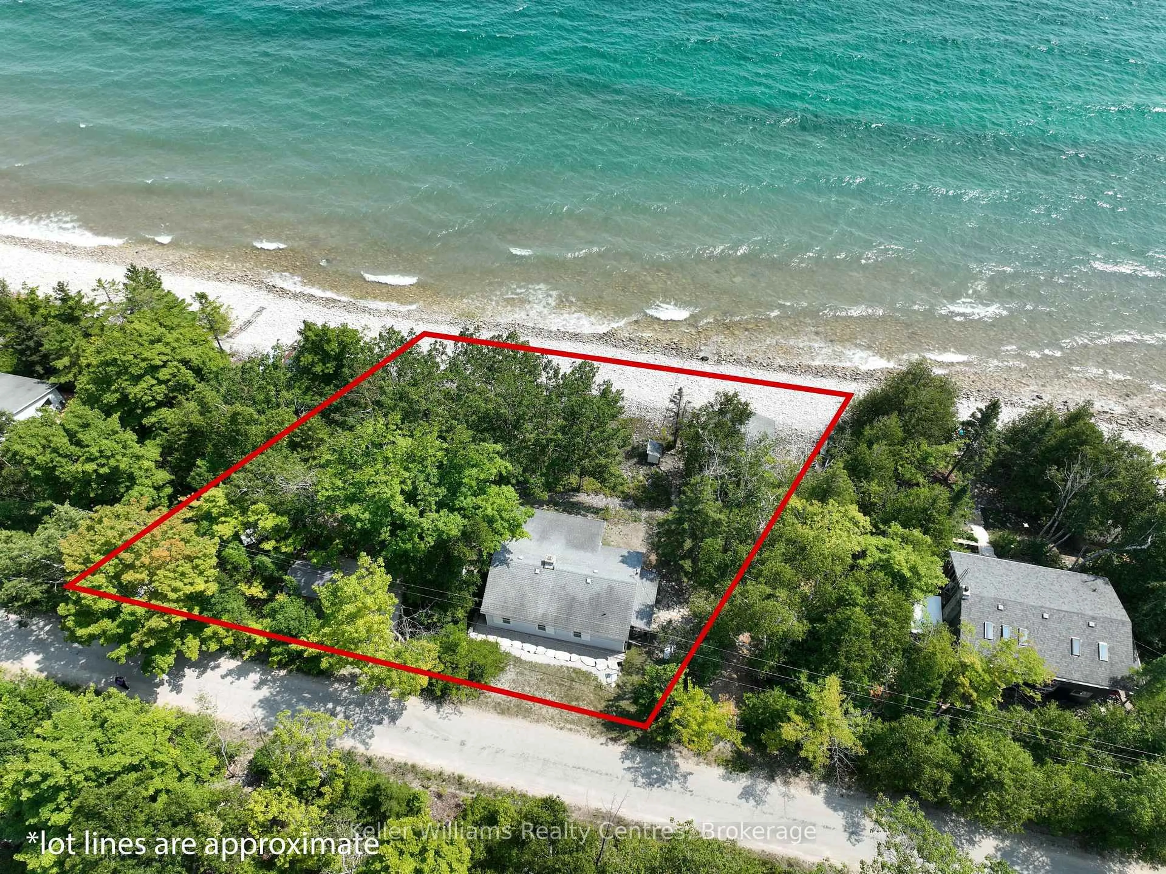 A pic from outside/outdoor area/front of a property/back of a property/a pic from drone, water/lake/river/ocean view for 20 Birch Rd, Northern Bruce Peninsula Ontario N0H 1Z0