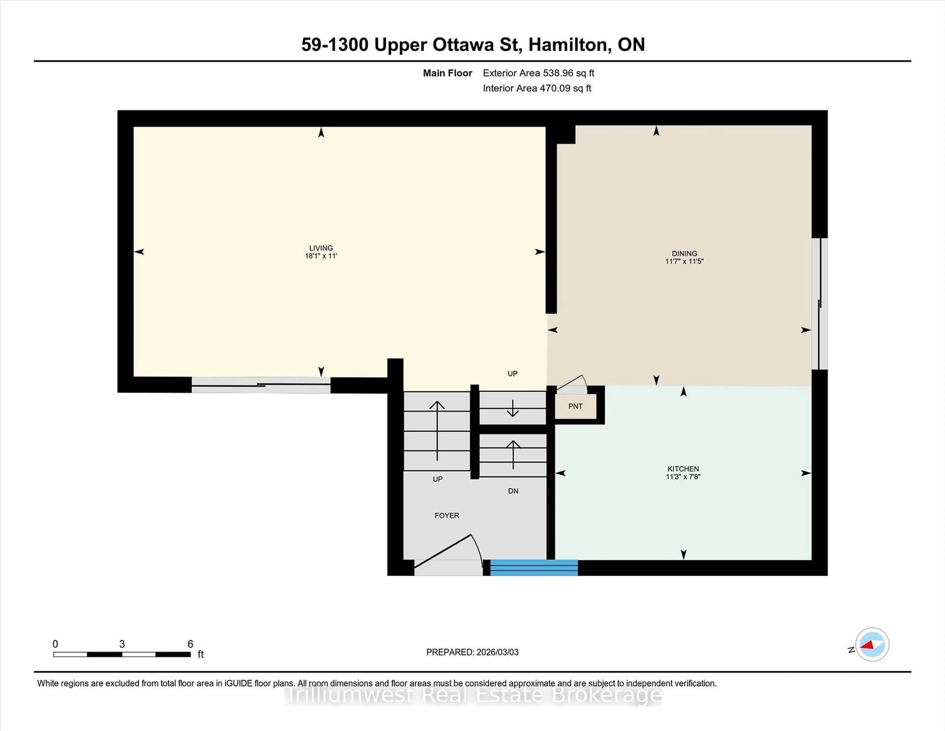 Floor plan for 1300 Upper Ottawa St #59, Hamilton Ontario L8W 1M8