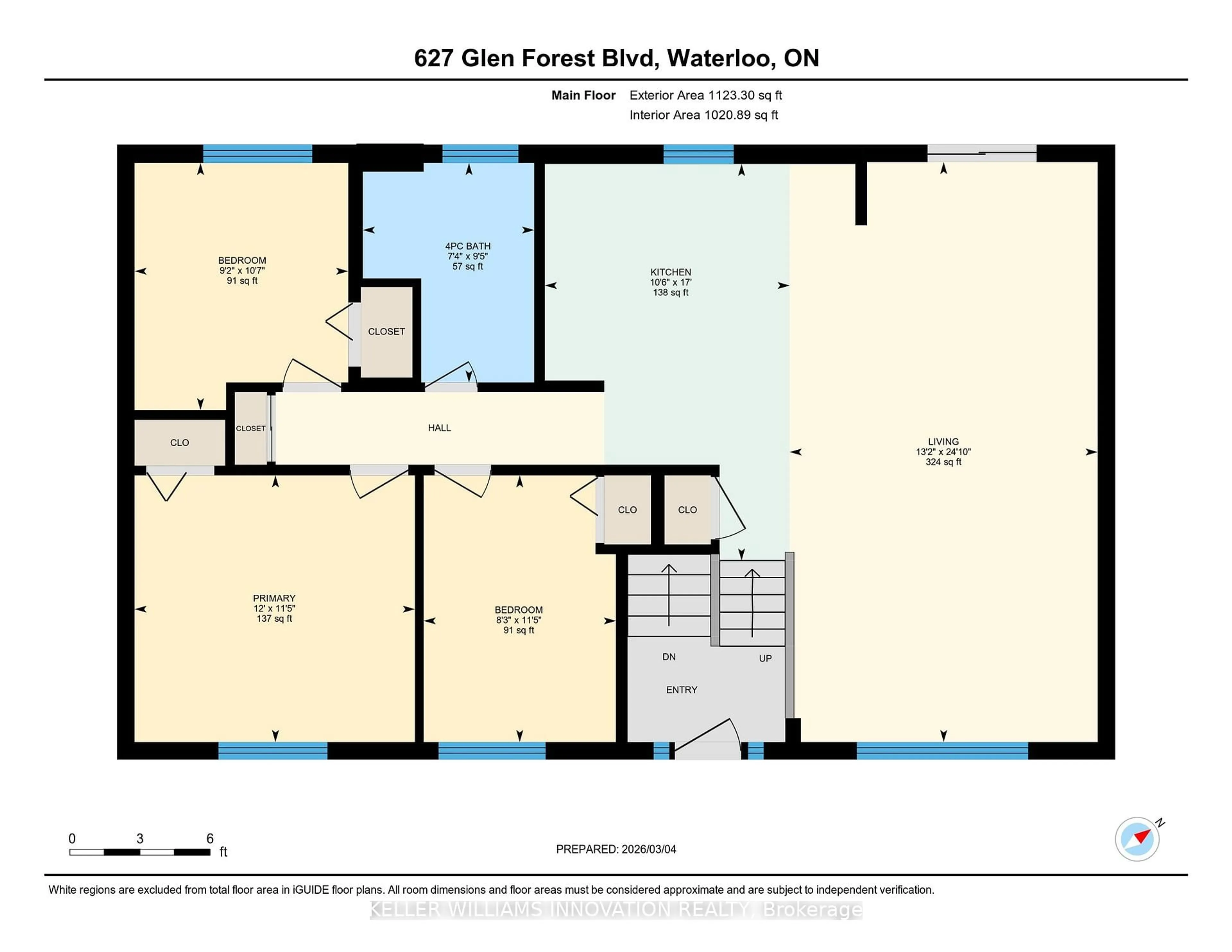 Floor plan for 627 Glen Forrest Blvd, Waterloo Ontario N2L 4K1
