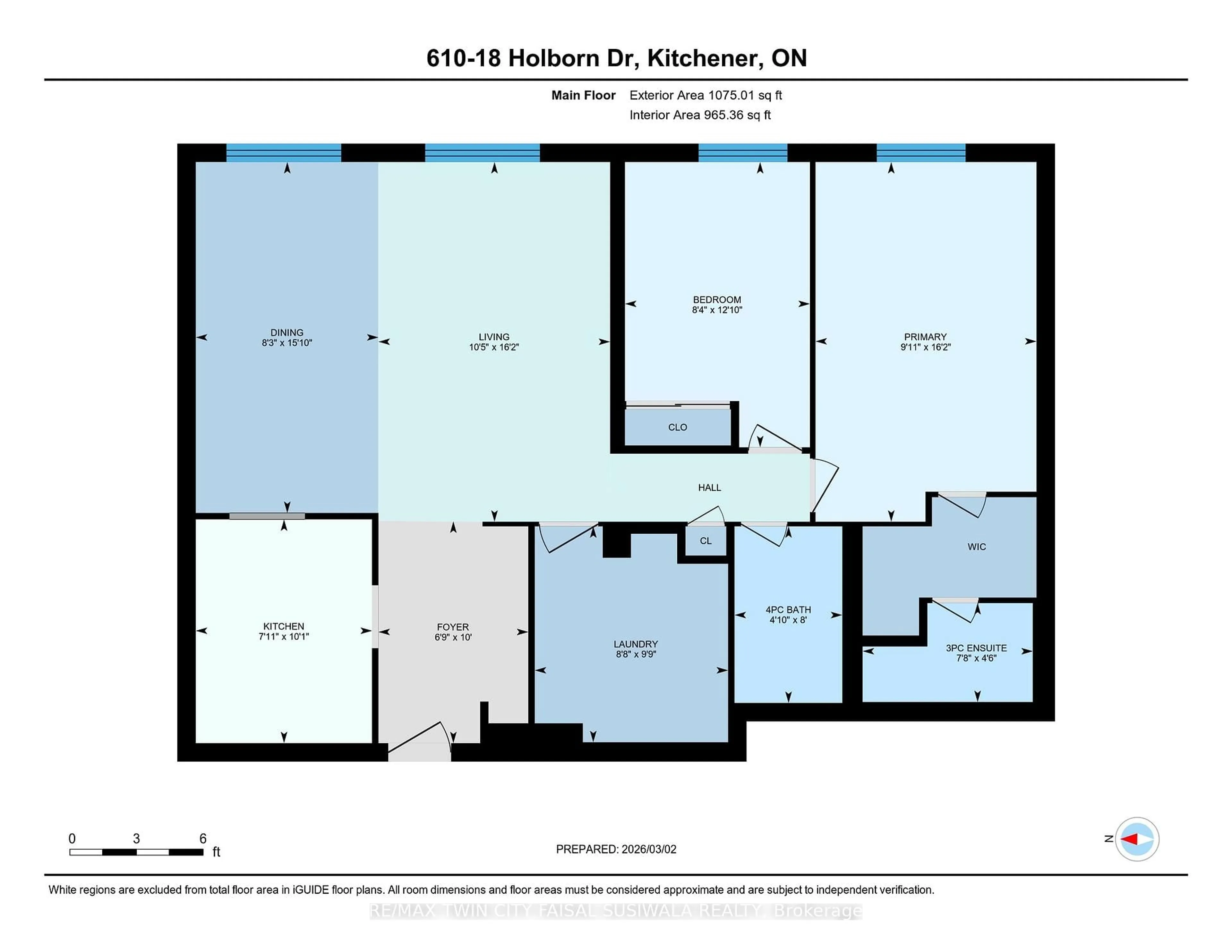 Floor plan for 18 Holborn Crt #610, Kitchener Ontario N2A 4A1