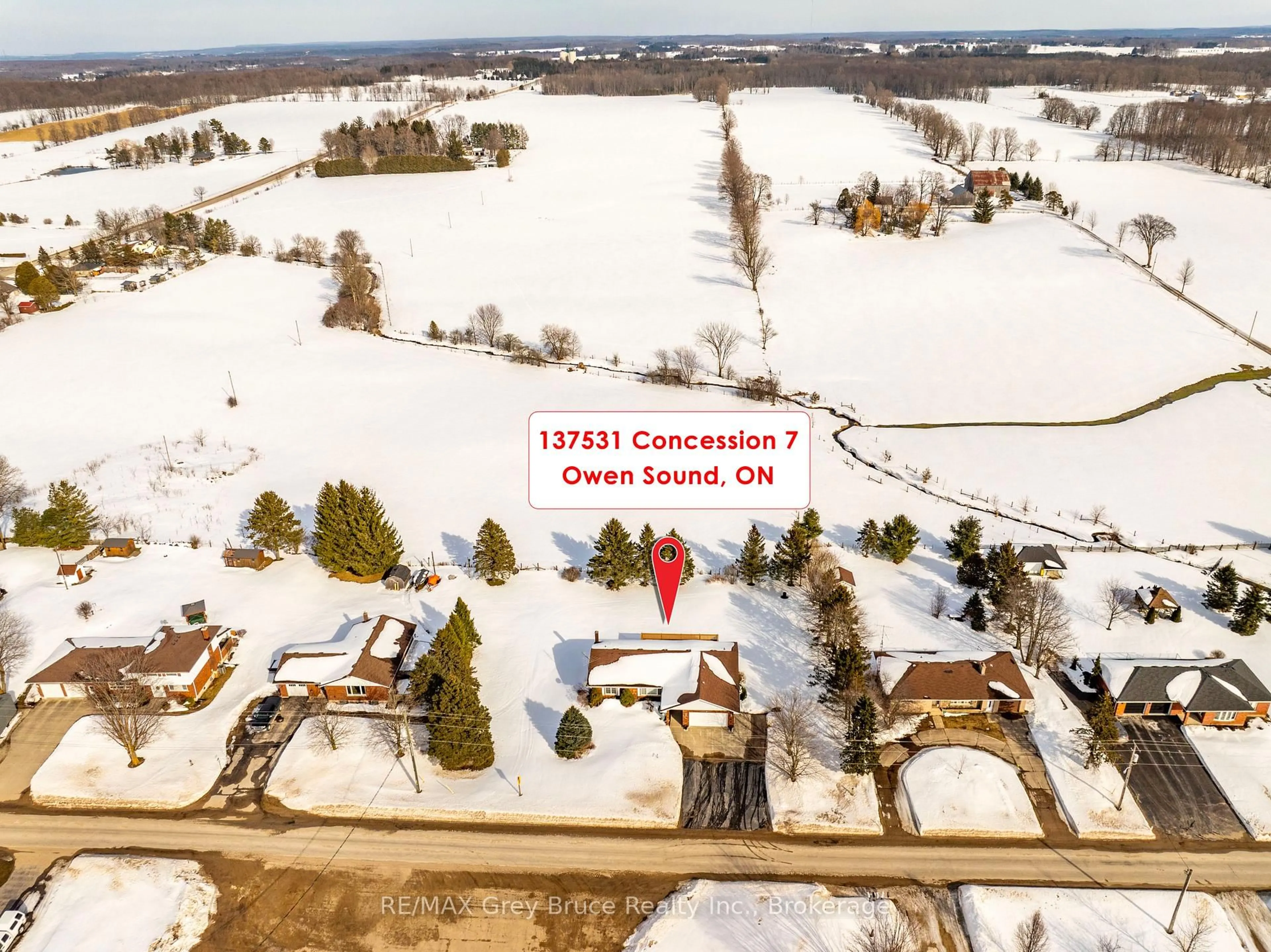A pic from outside/outdoor area/front of a property/back of a property/a pic from drone, street for 137531 7th Concession, Georgian Bluffs Ontario N4K 5N5