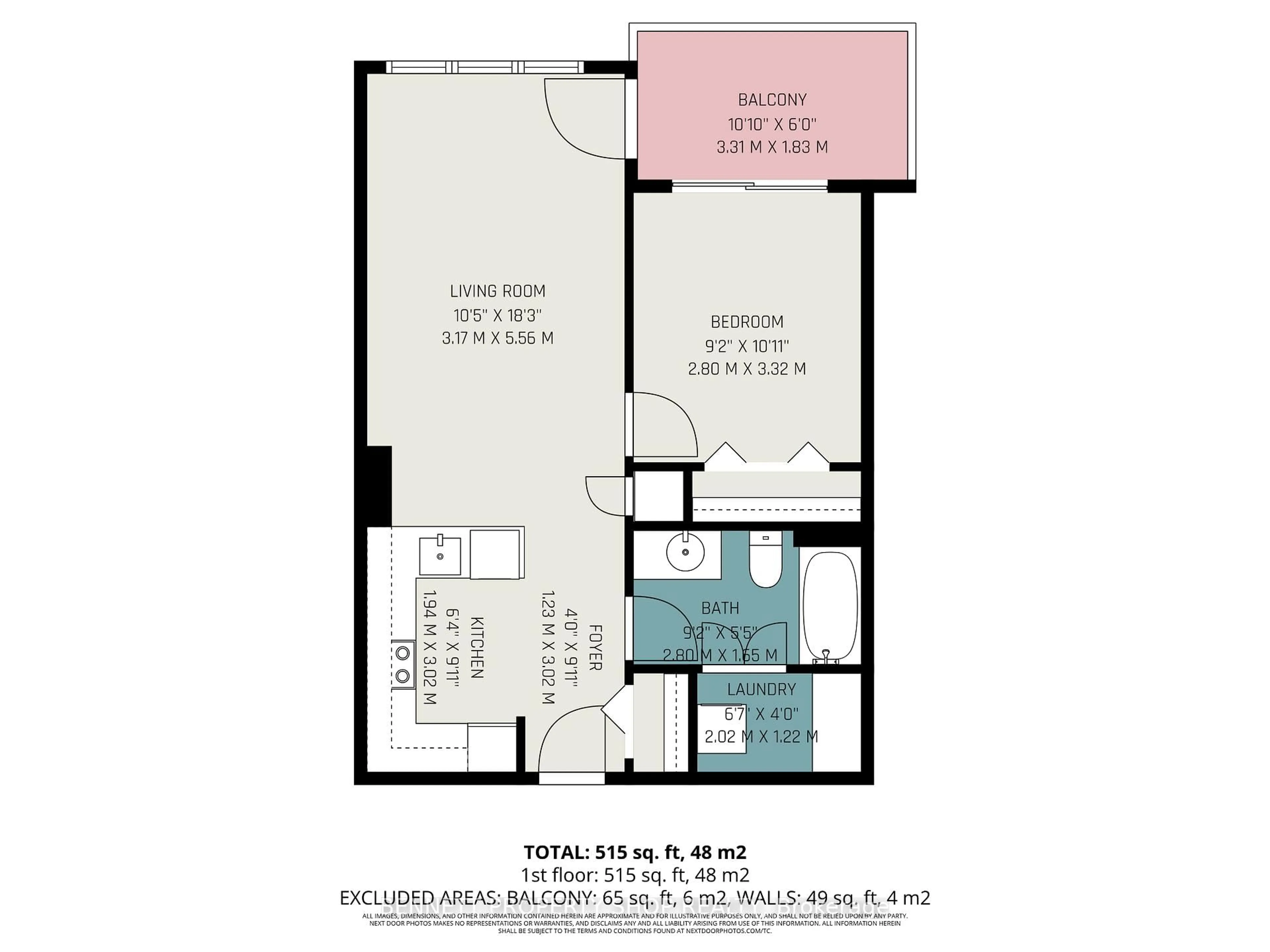 Floor plan for 242 Rideau St #2005, Ottawa Ontario K1N 0B7