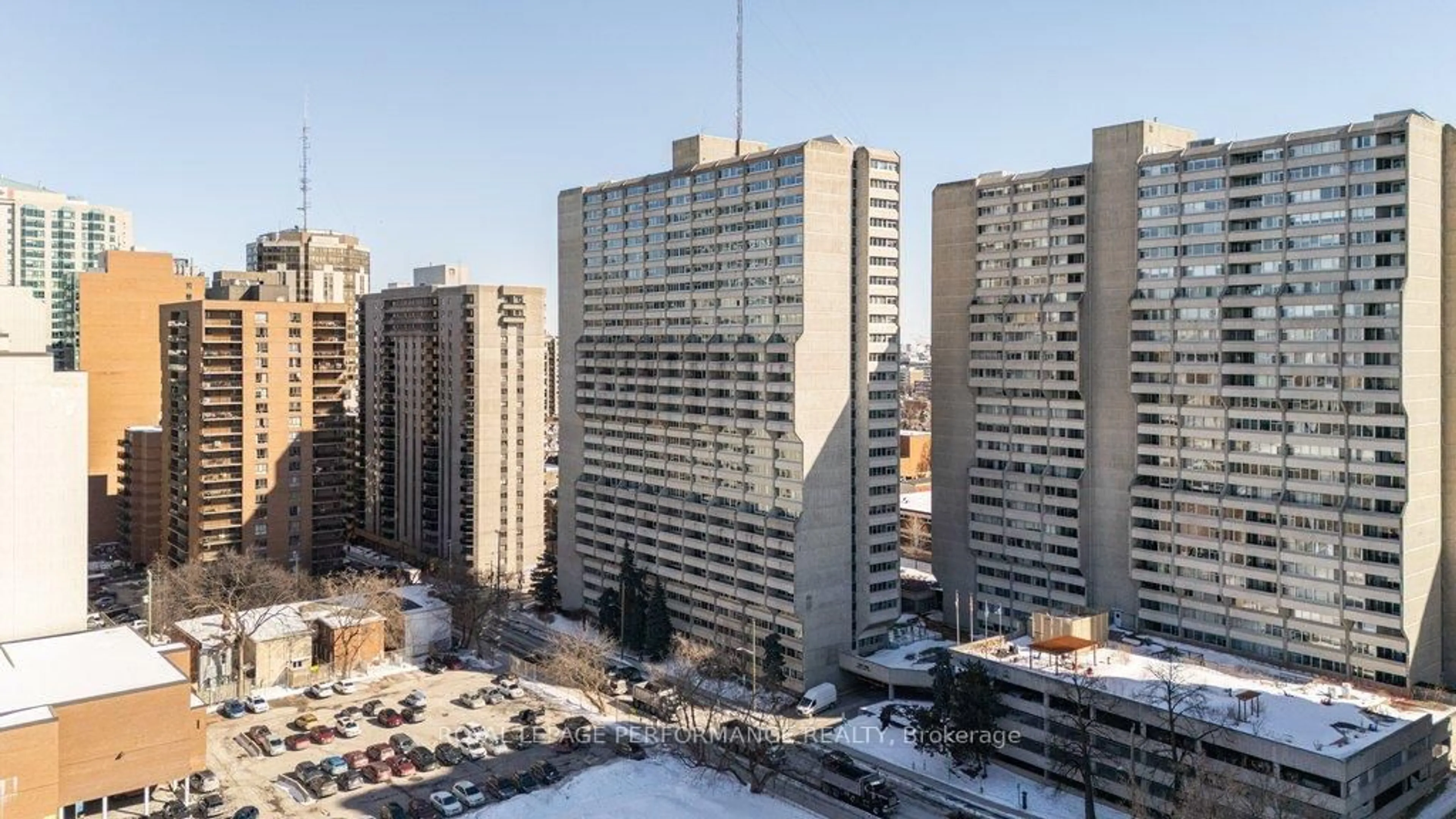 Patio, city buildings view from balcony for 500 Laurier Ave #1608, Ottawa Ontario K1R 5E1