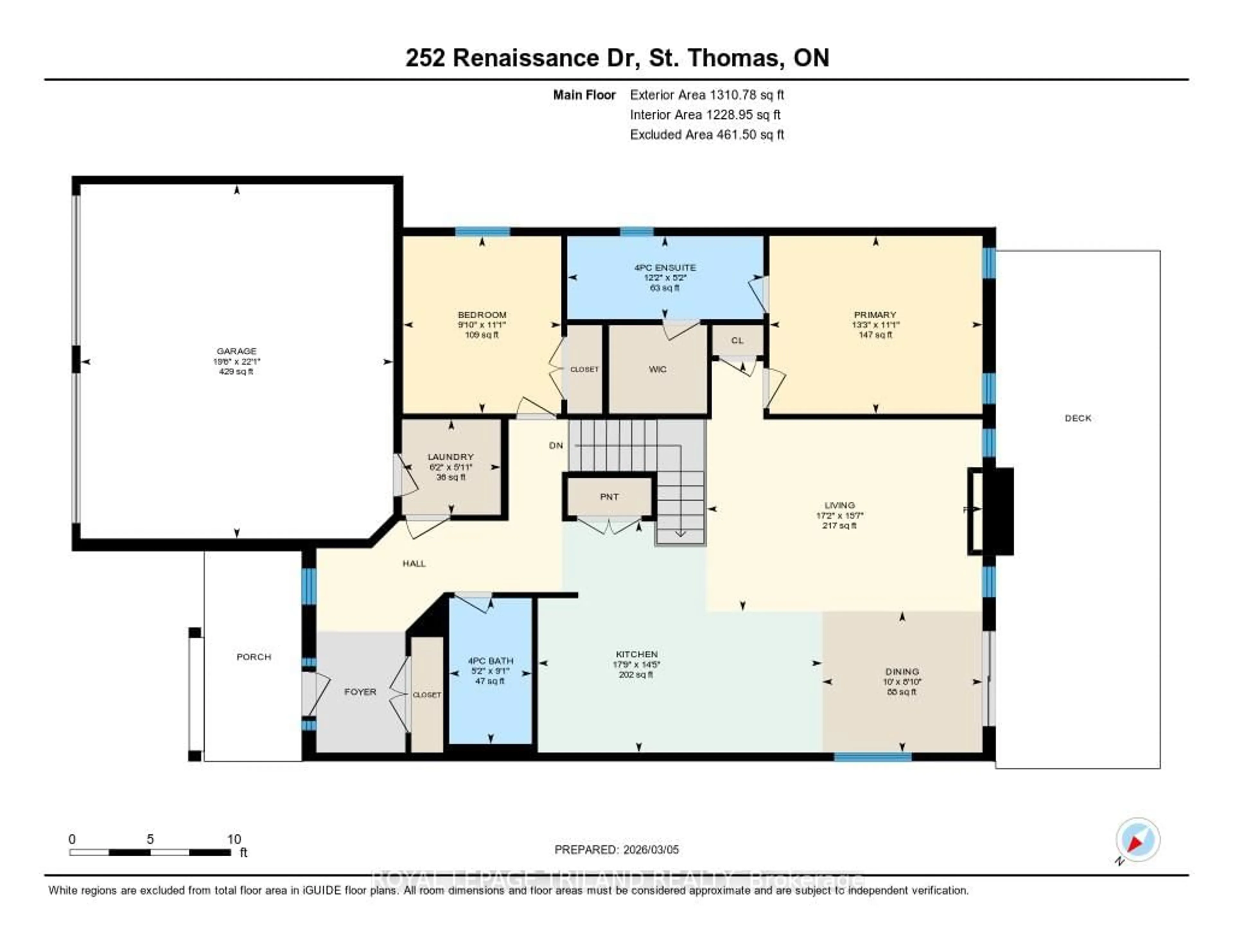 Floor plan for 252 Renaissance Dr, St. Thomas Ontario N5R 0P9