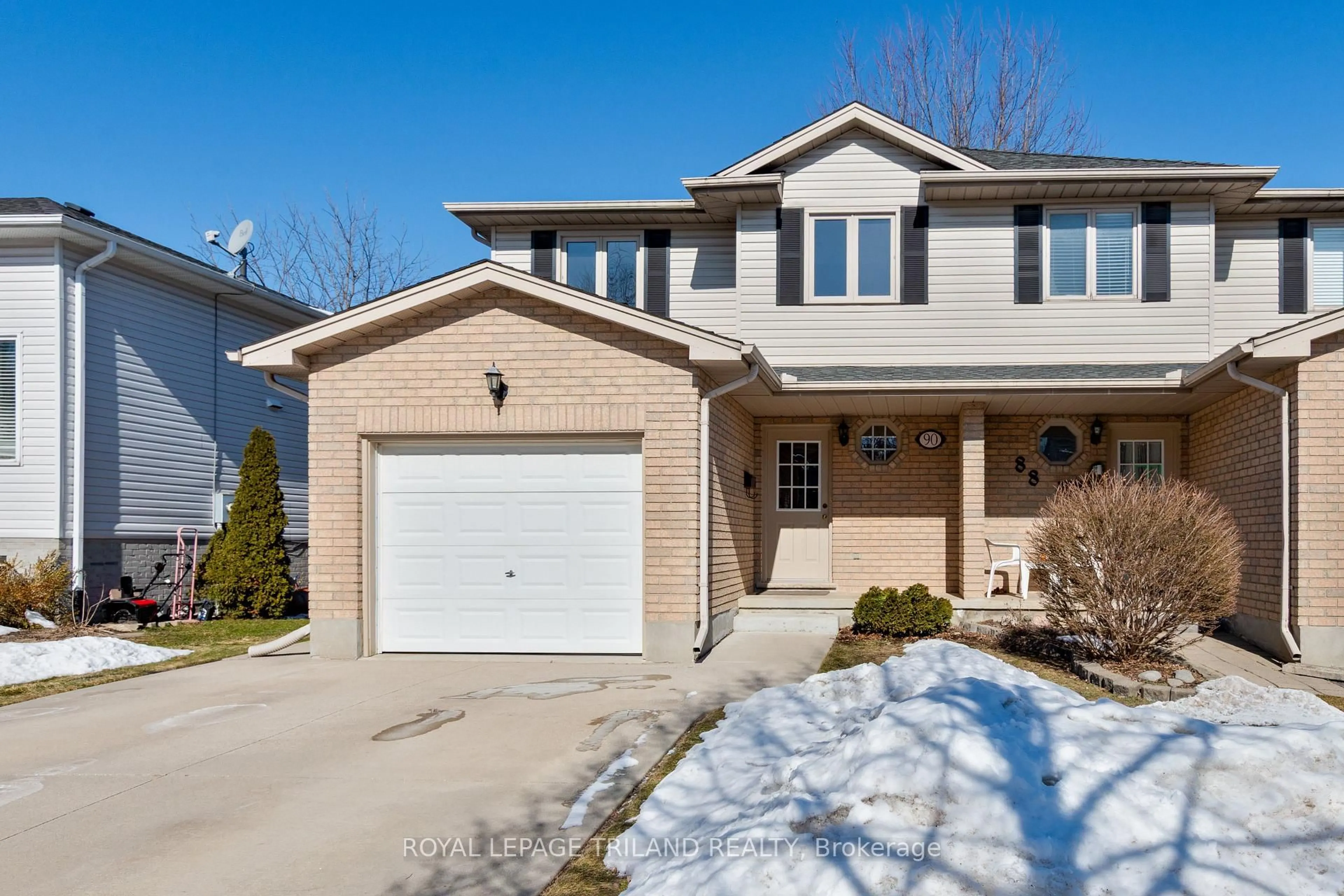 Home with brick exterior material, street for 90 Roman Cres, London East Ontario N5V 4W3