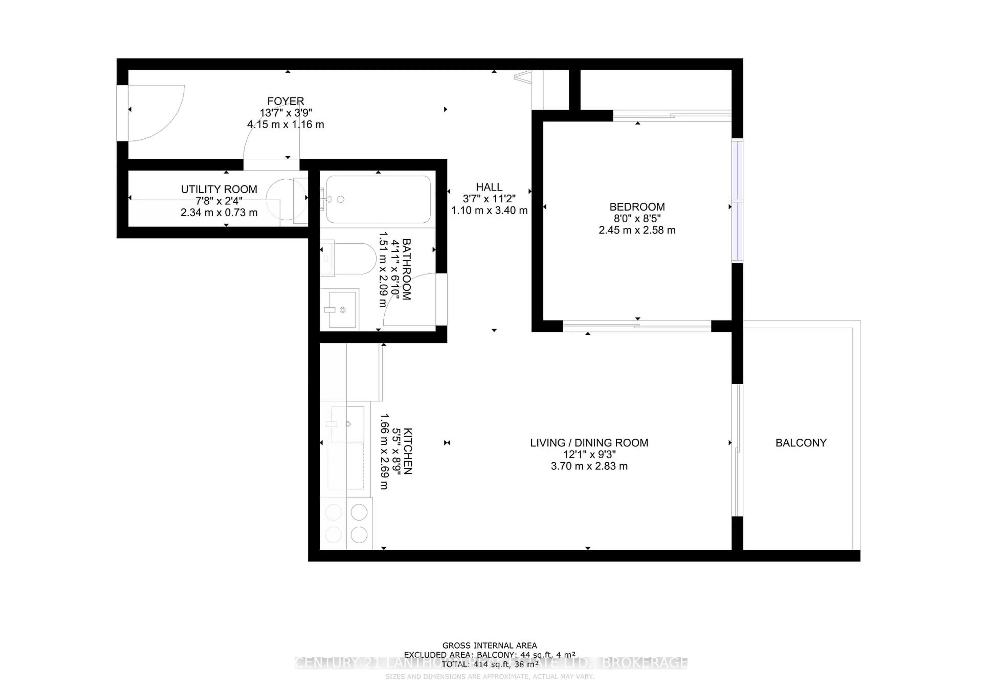 Floor plan for 580 Armstrong Rd #309, Kingston Ontario K7M 8M3
