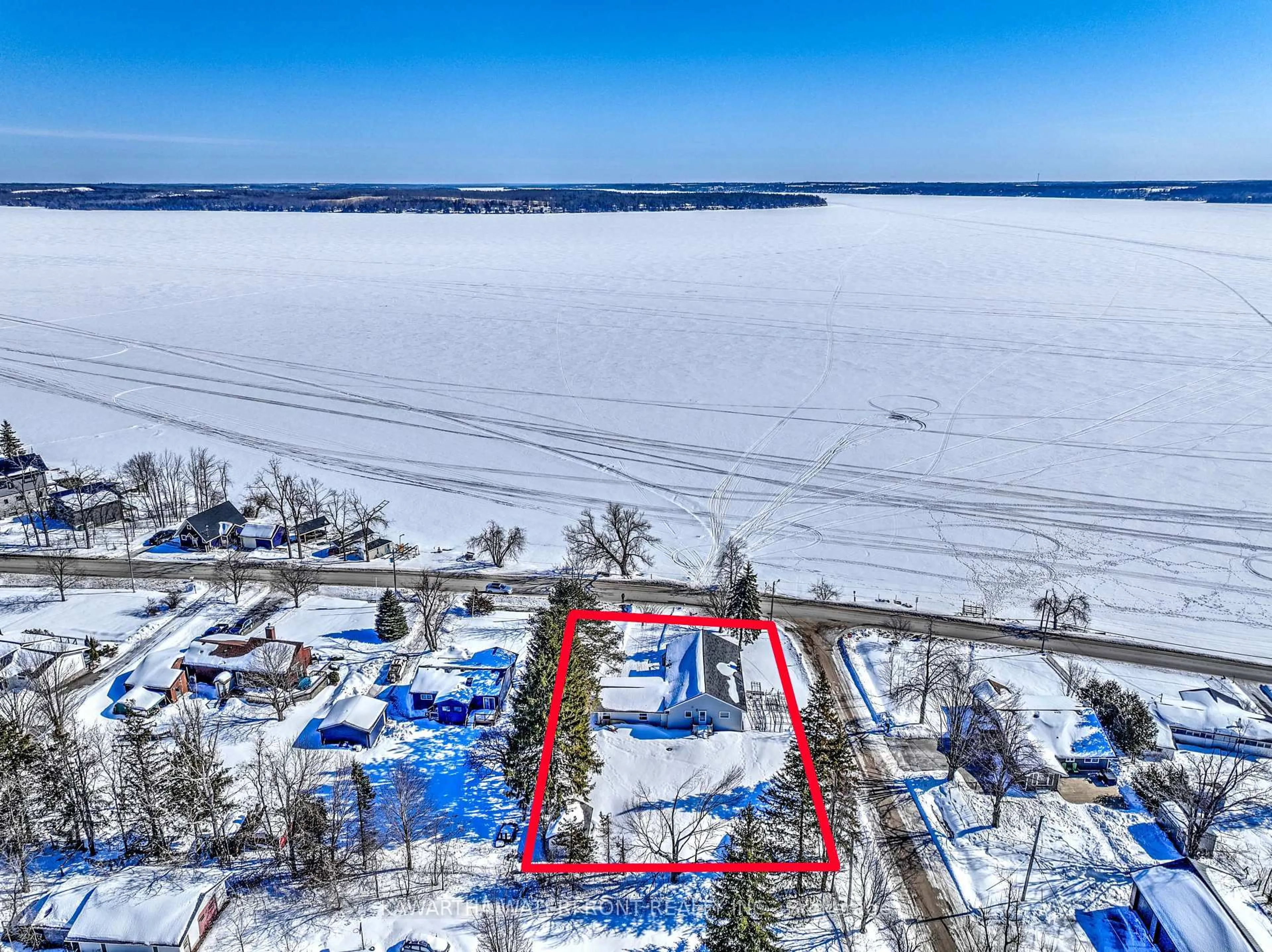 A pic from outside/outdoor area/front of a property/back of a property/a pic from drone, water/lake/river/ocean view for 519 Long Beach Rd, Kawartha Lakes Ontario K0M 1G0