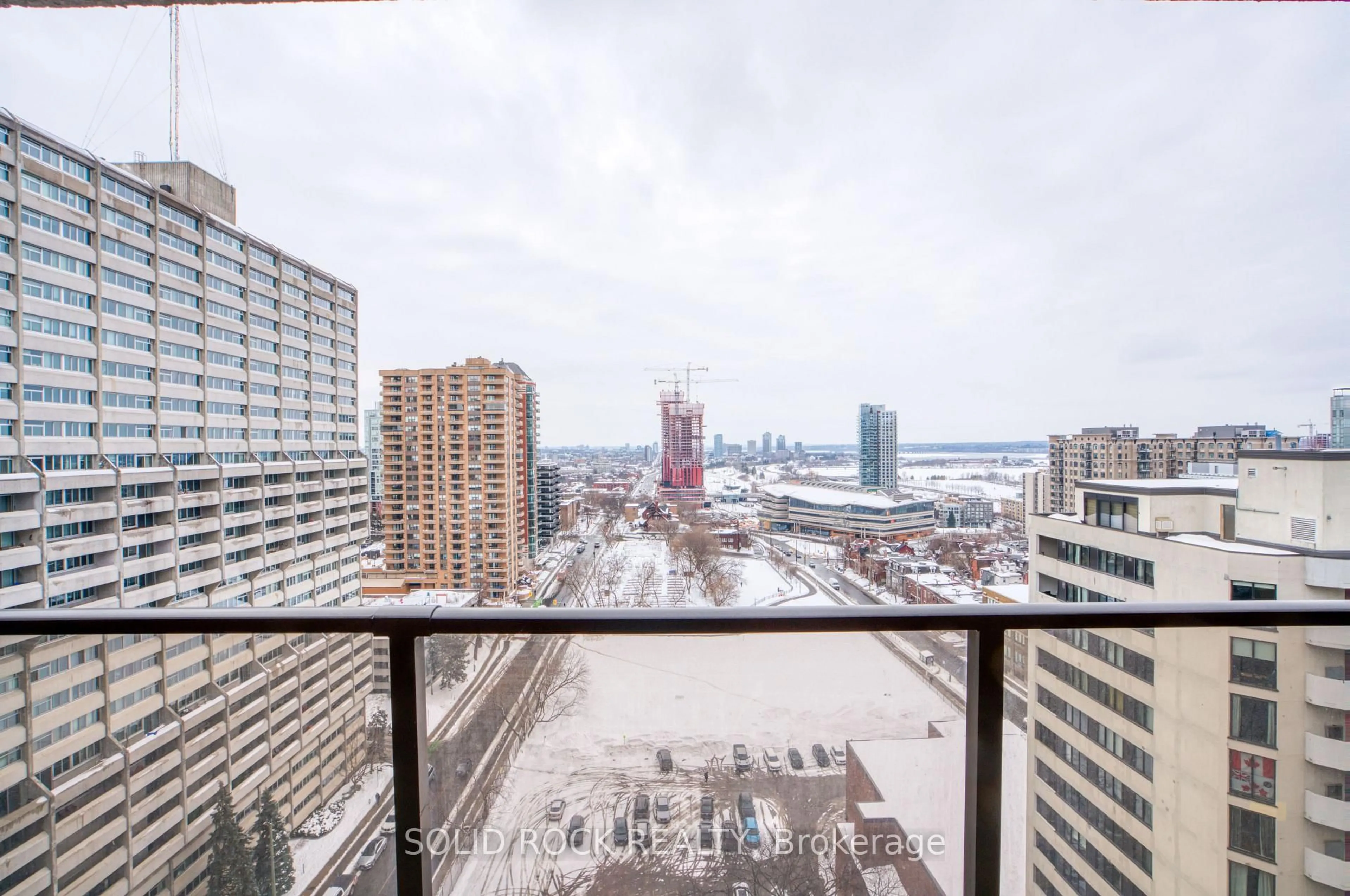 Balcony in the apartment, city buildings view from balcony for 475 Laurier Ave #1907, Ottawa Ontario K1R 7X1