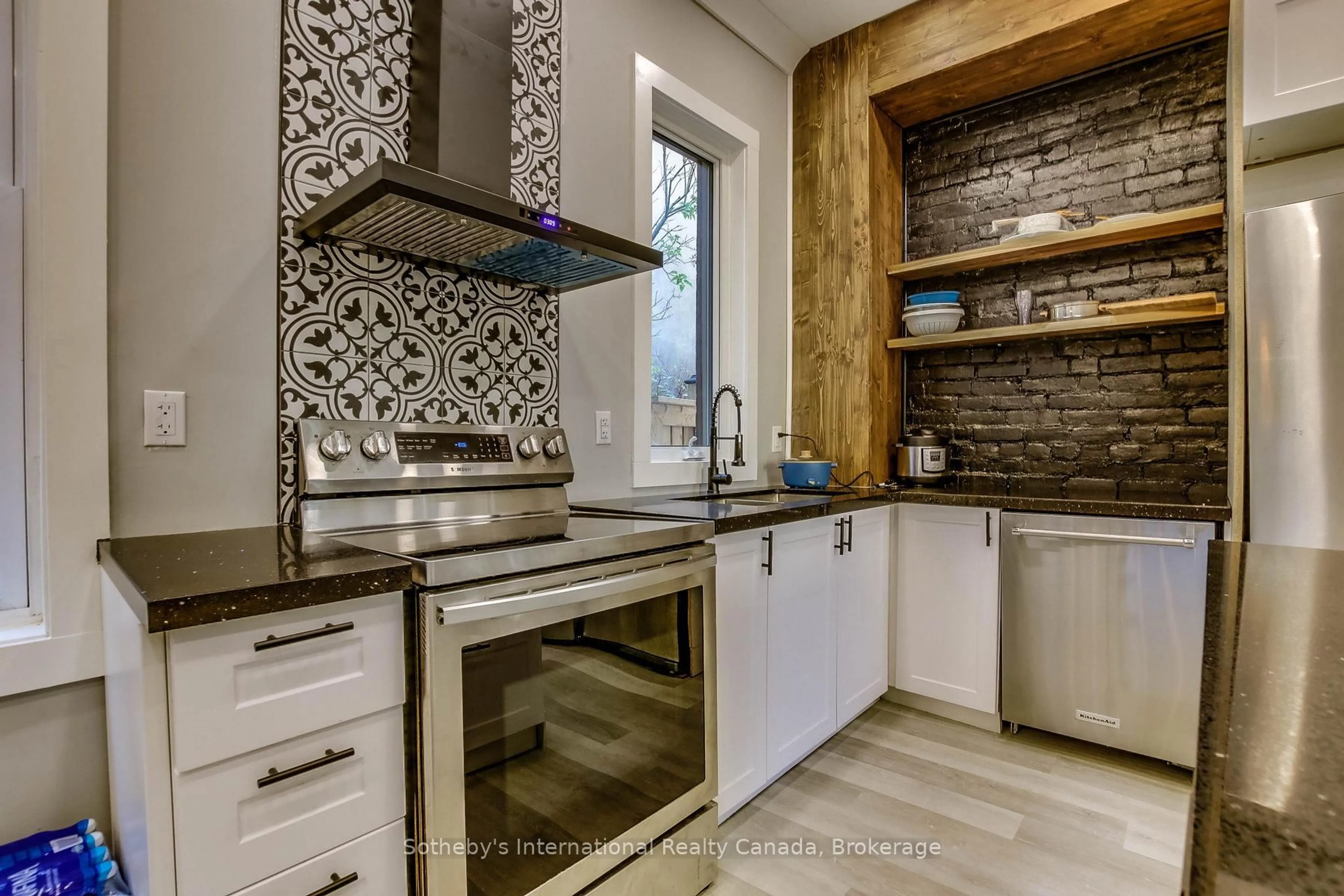 Contemporary kitchen, ceramic/tile floor for 71 Briscoe St, London South Ontario N6C 1W8