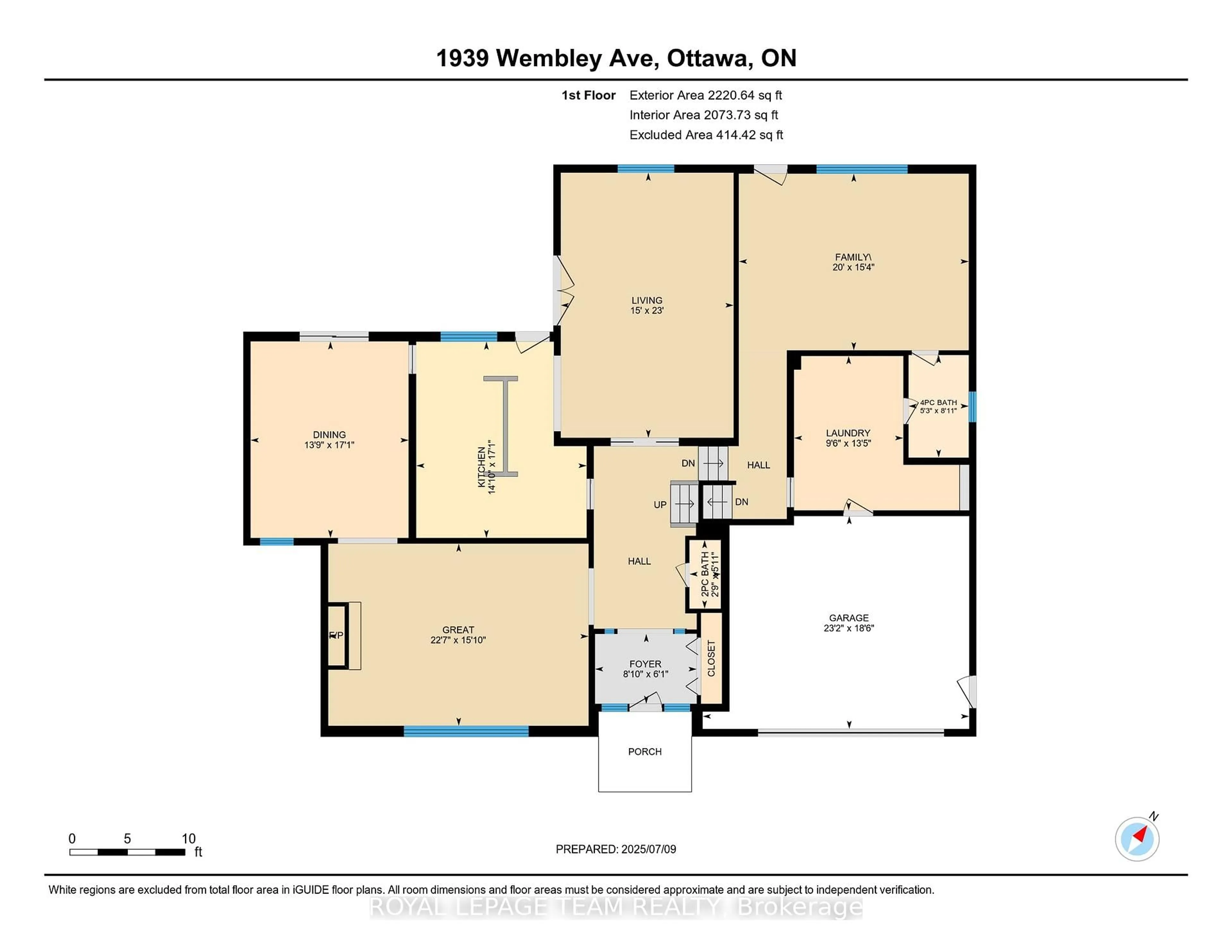 Floor plan for 1939 Wembley Ave, Ottawa Ontario K2A 1A8