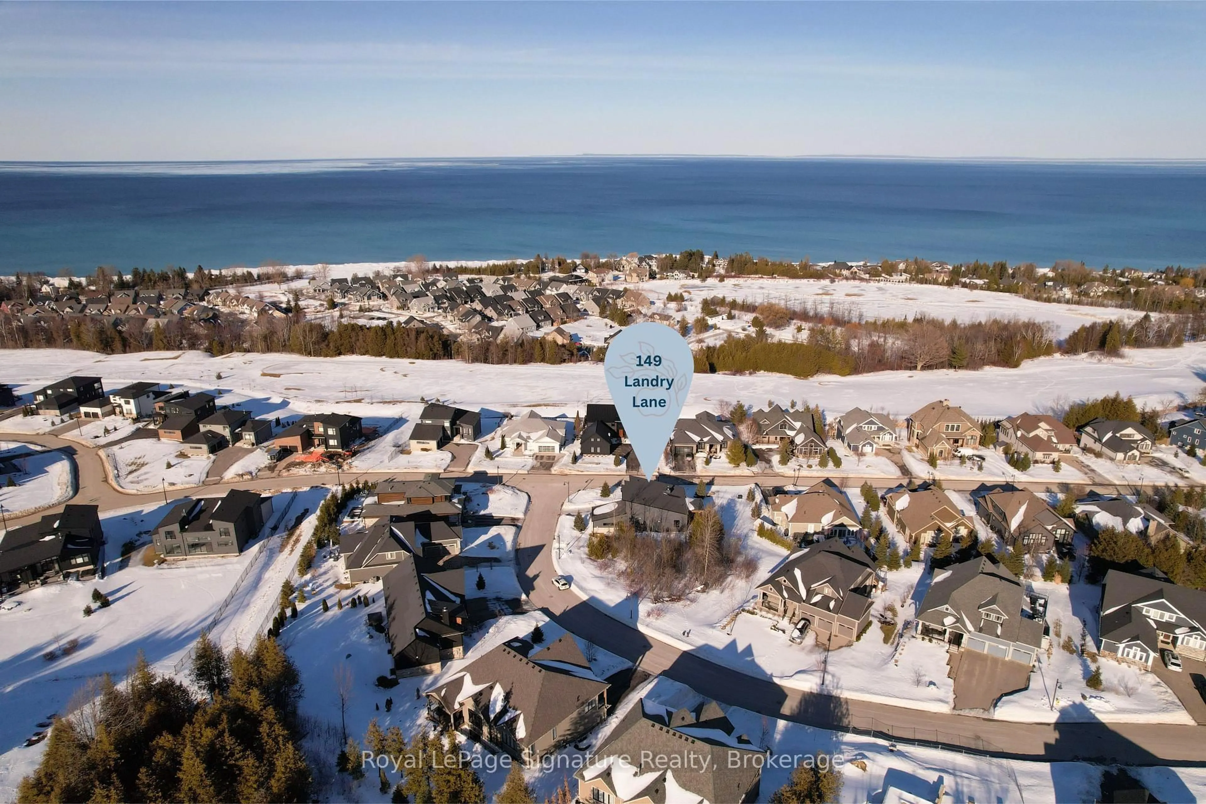 A pic from outside/outdoor area/front of a property/back of a property/a pic from drone, water/lake/river/ocean view for 149 Landry Lane, Blue Mountains Ontario N0H 2P0