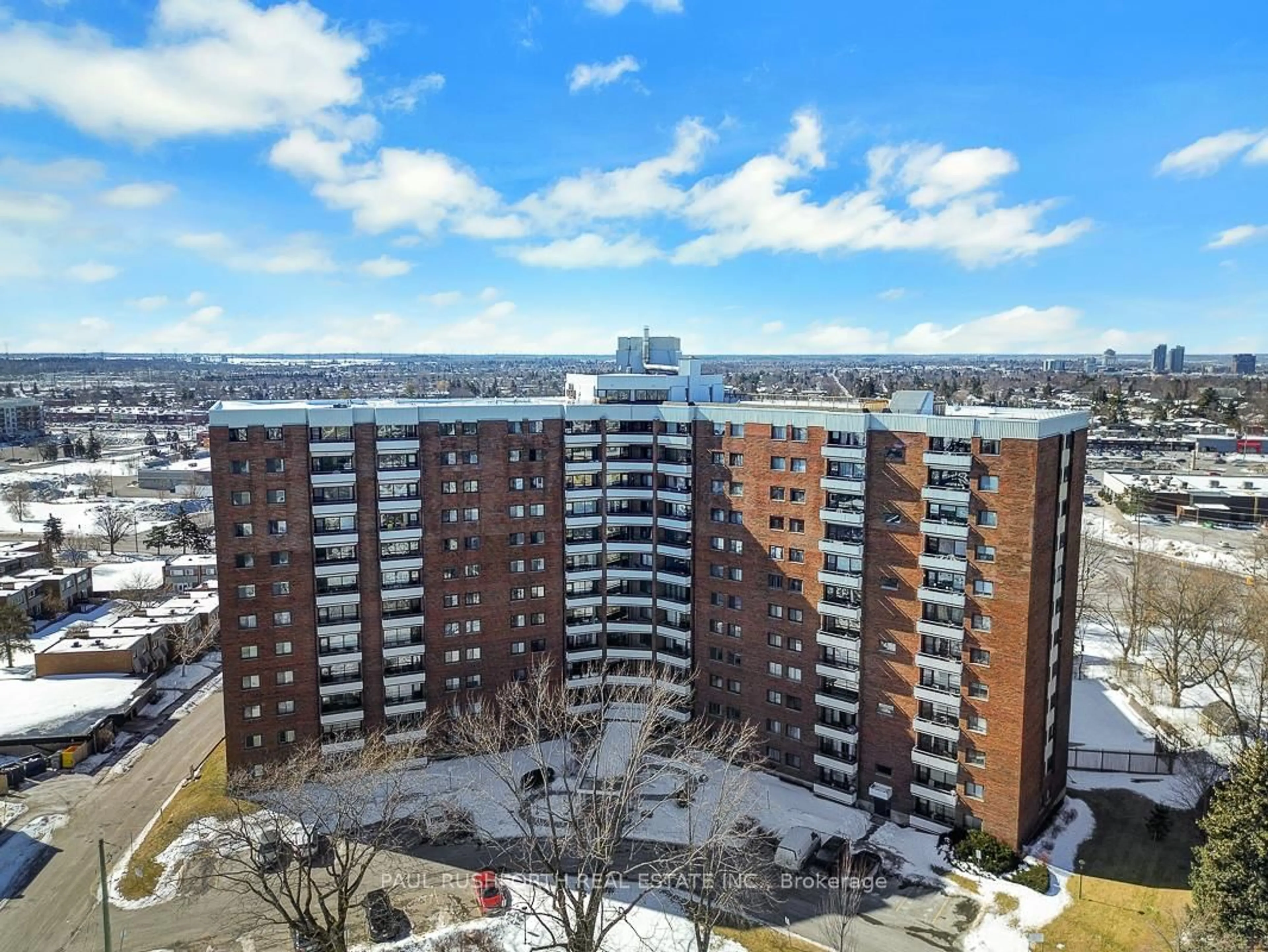 A pic from outside/outdoor area/front of a property/back of a property/a pic from drone, city buildings view from balcony for 20 Chesterton Dr #518, Ottawa Ontario K2E 6Z7