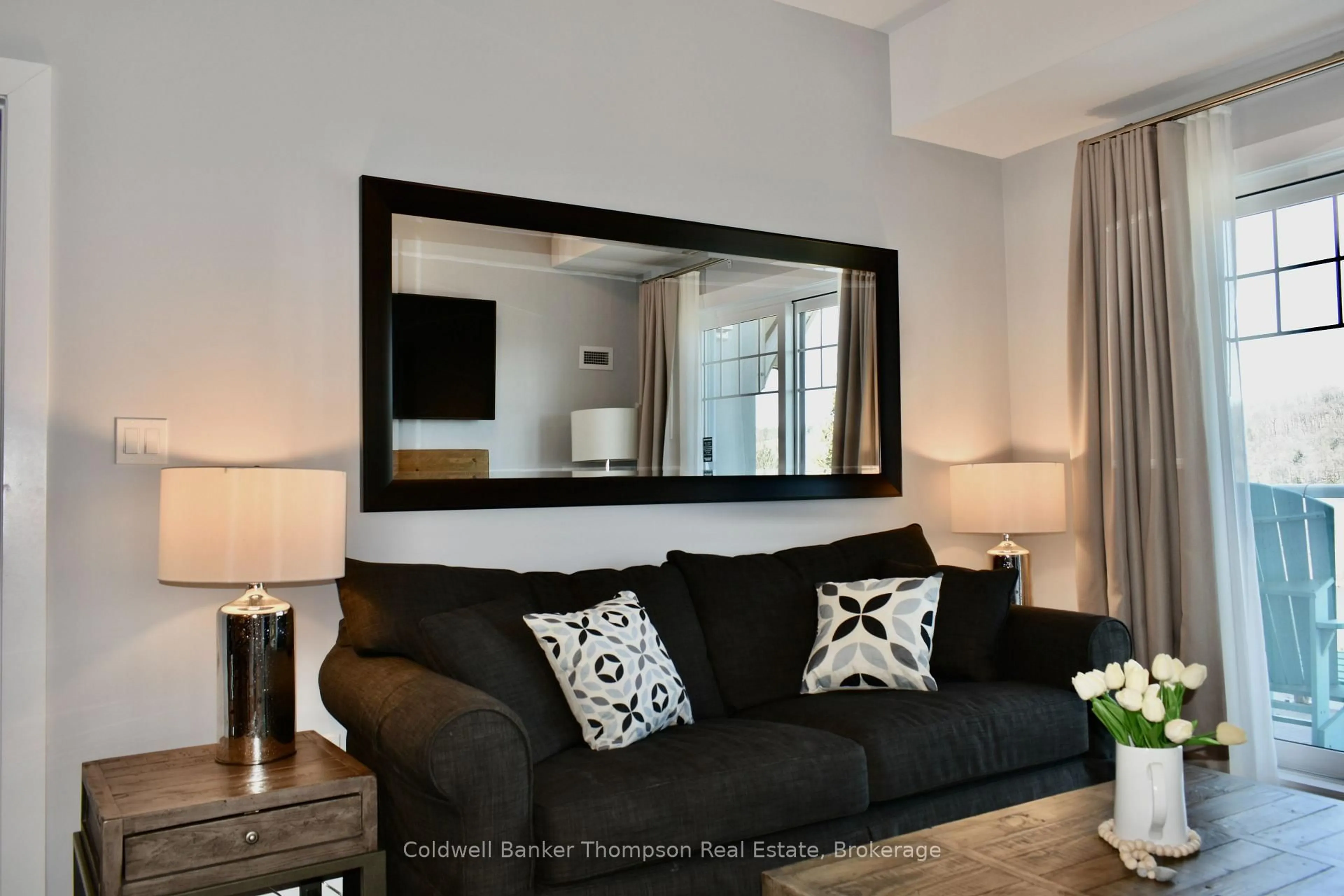 Living room with furniture, unknown for 25 PEN LAKE POINT Rd #404, Huntsville Ontario P1H 1A9