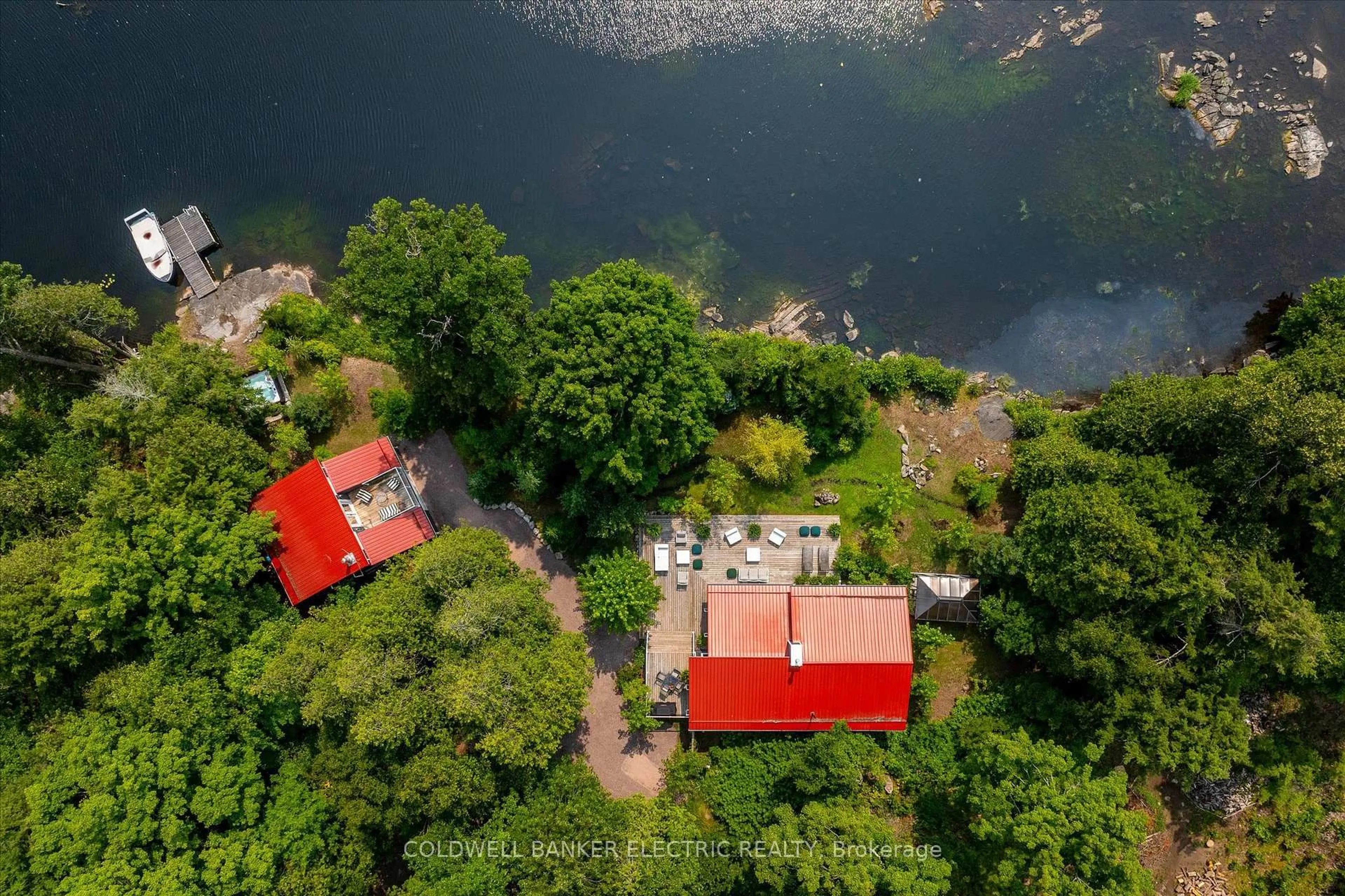 A pic from outside/outdoor area/front of a property/back of a property/a pic from drone, water/lake/river/ocean view for 411 Fidlar Glen Rd, Limoges Ontario K0K 2M0