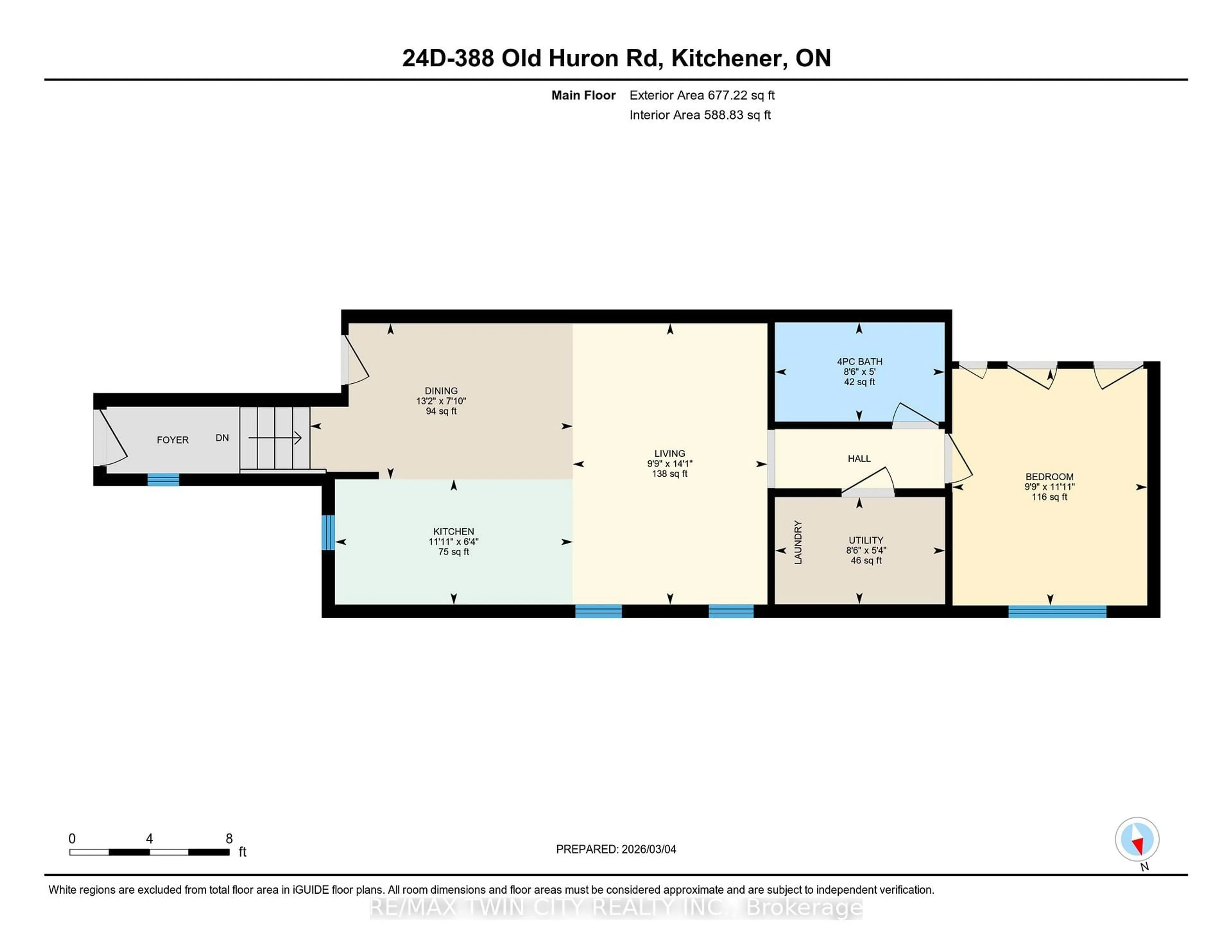 Floor plan for 388 Old Huron Rd #24D, Kitchener Ontario N2R 0J5