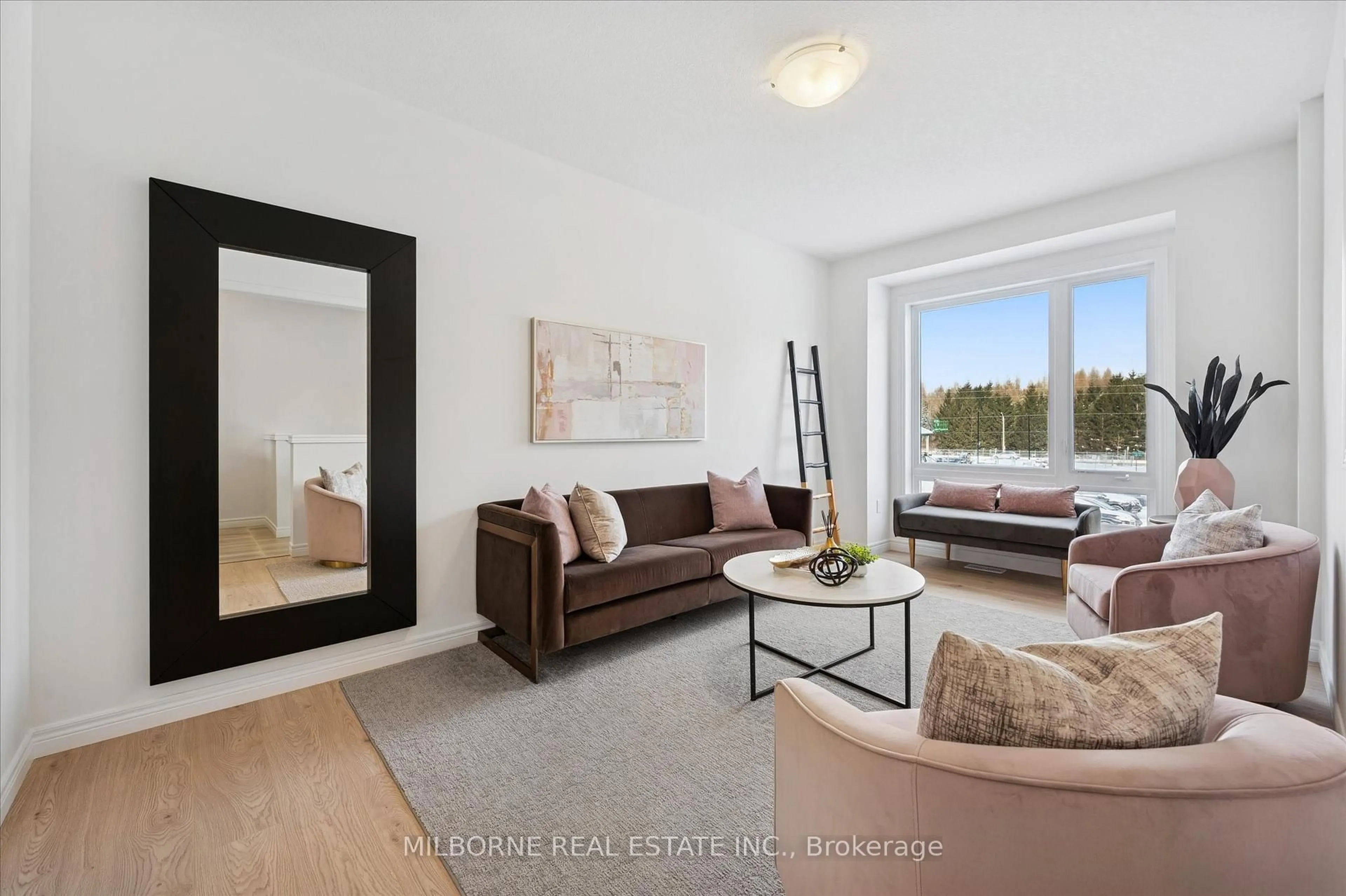 Living room with furniture, wood/laminate floor for 37 Arabella Dr, Guelph Ontario N1L 0R9