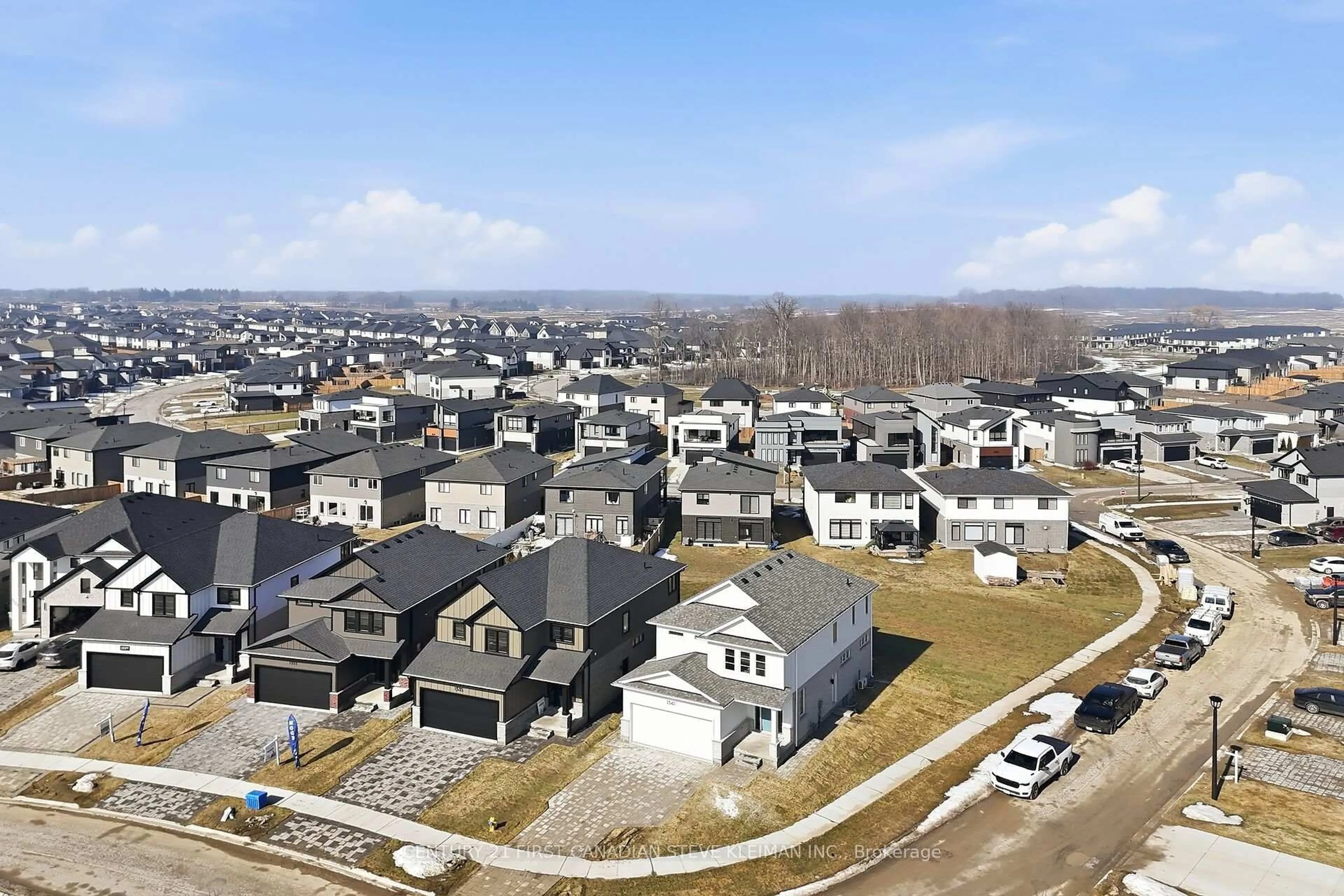 A pic from outside/outdoor area/front of a property/back of a property/a pic from drone, mountain view for 1341 Bush Hill Link, London North Ontario N6G 0X6