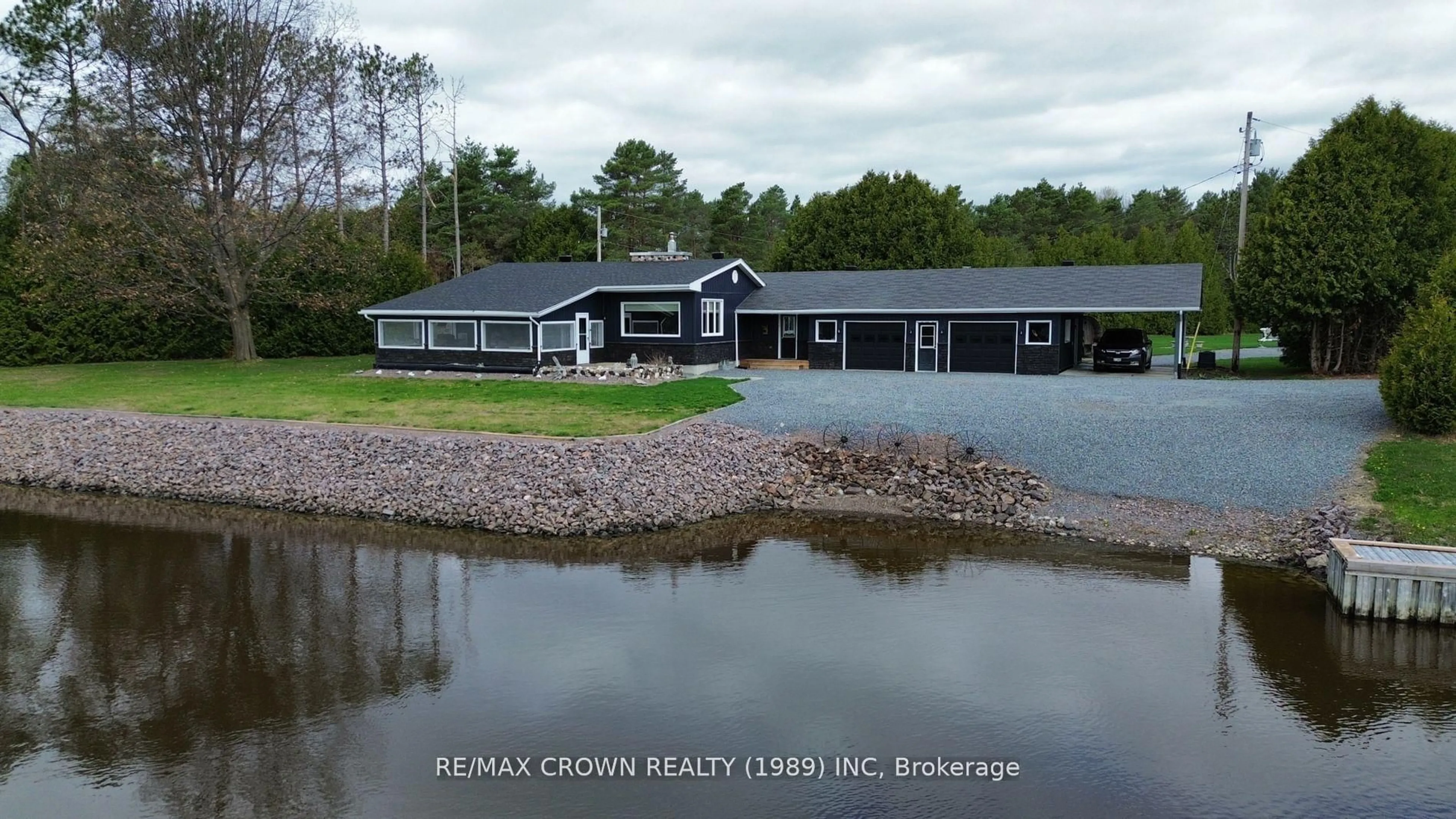 A pic from outside/outdoor area/front of a property/back of a property/a pic from drone, water/lake/river/ocean view for 790 Lalande Rd, West Nipissing Ontario P2B 2V4