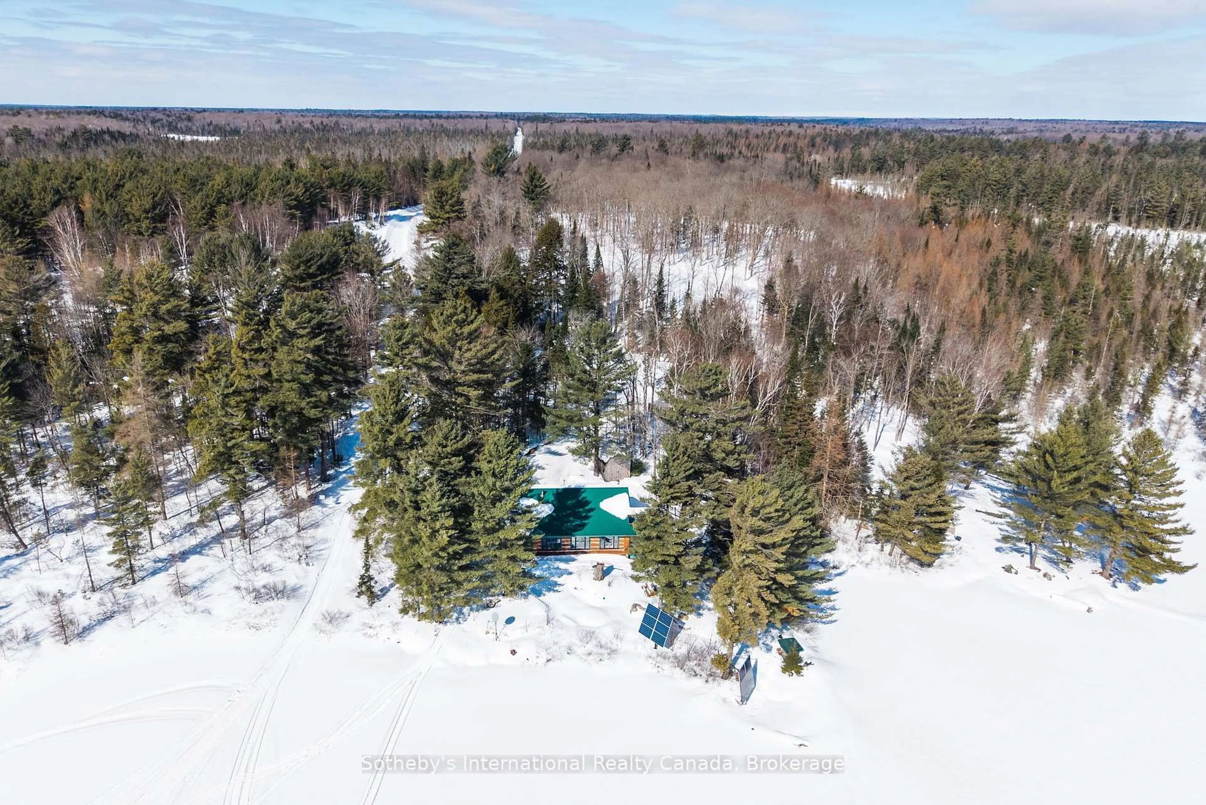 A pic from outside/outdoor area/front of a property/back of a property/a pic from drone, forest/trees view for 3491A Axe Lake Rd, McMurrich/Monteith Ontario P0A 1Y0