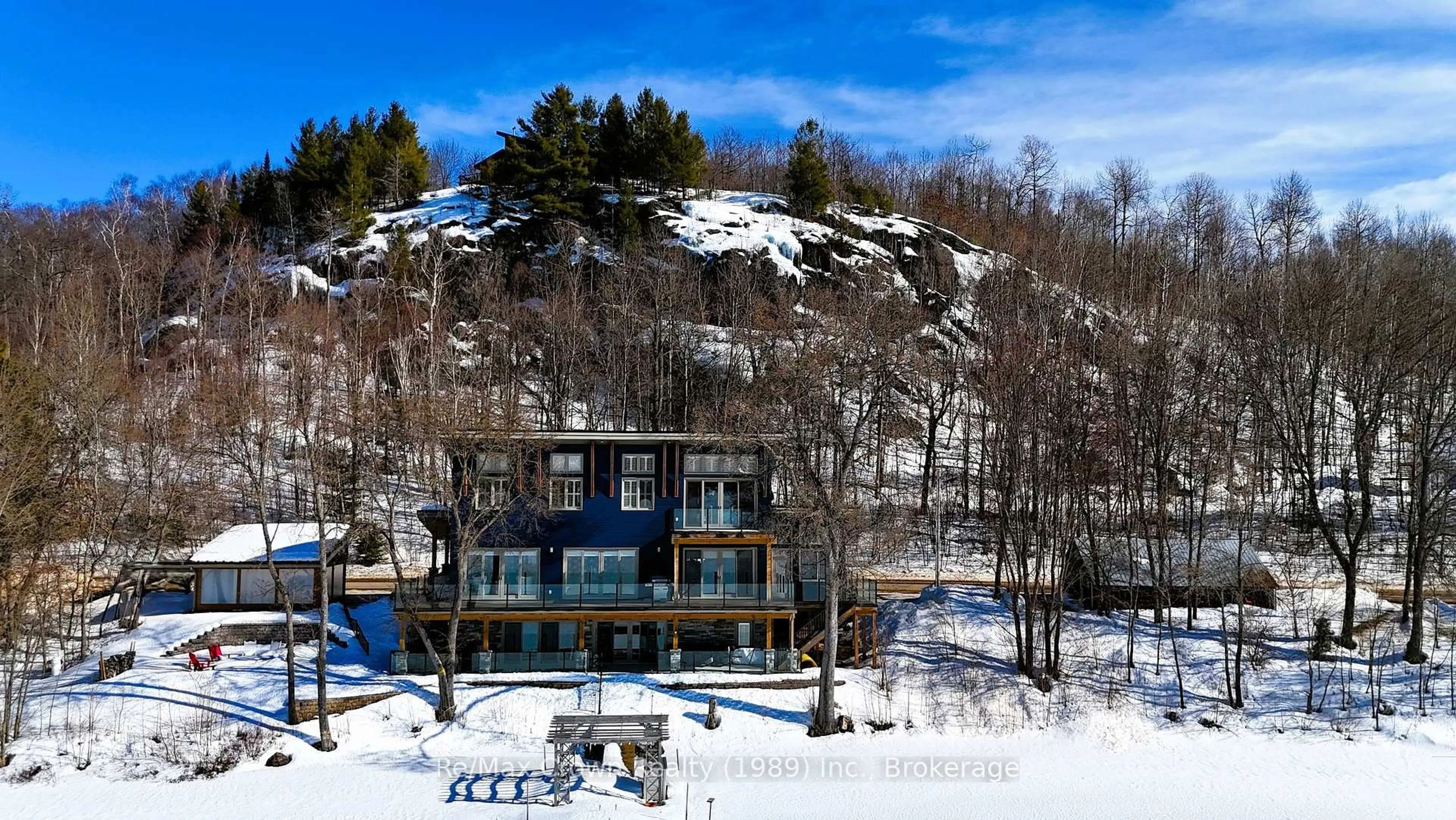 A pic from outside/outdoor area/front of a property/back of a property/a pic from drone, mountain view for 7313 Highway 534, Parry Sound Remote Area Ontario P0H 2R0