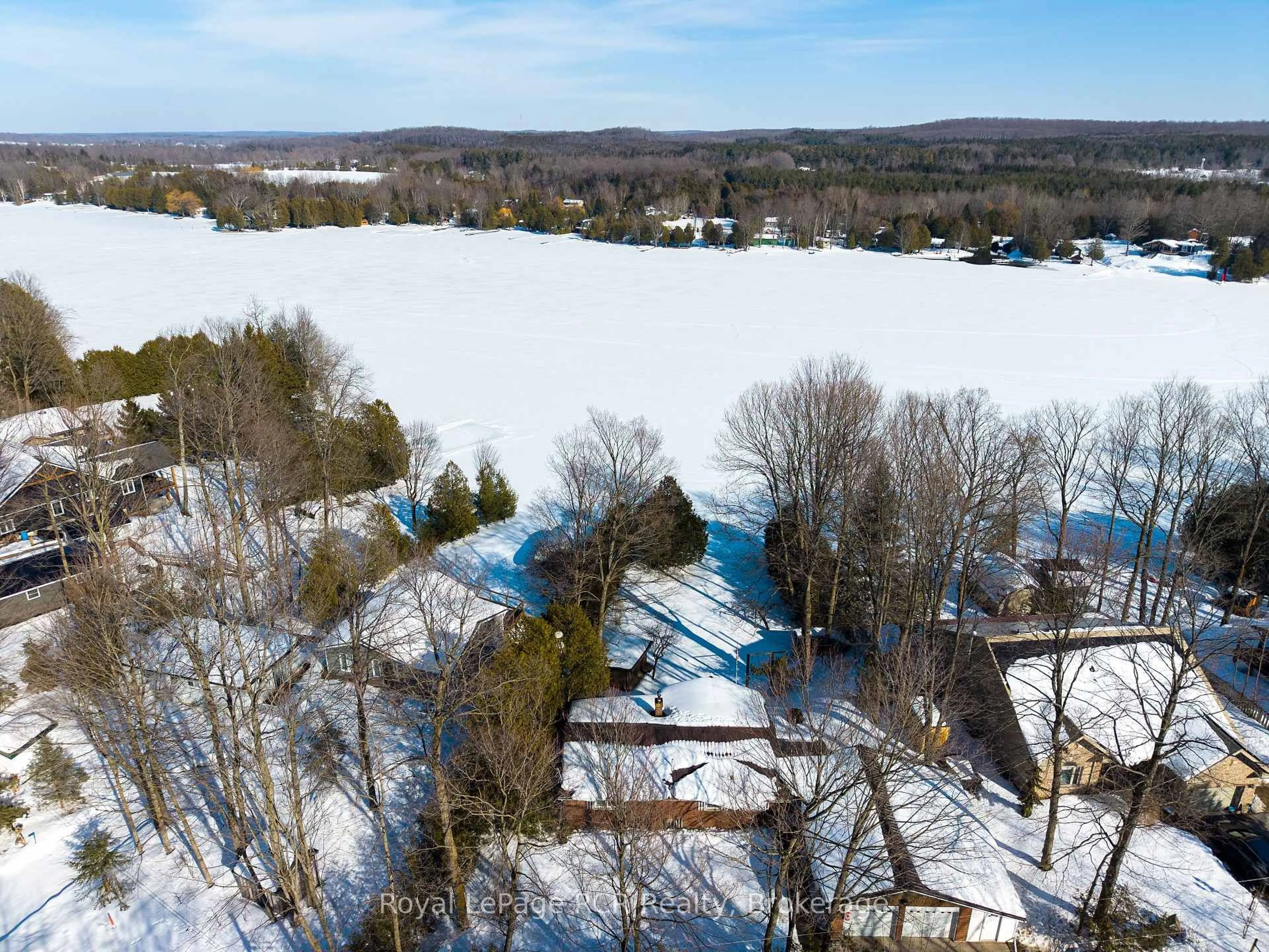 A pic from outside/outdoor area/front of a property/back of a property/a pic from drone, water/lake/river/ocean view for 120 McCullough Lake Dr, Chatsworth Ontario N0H 2V0