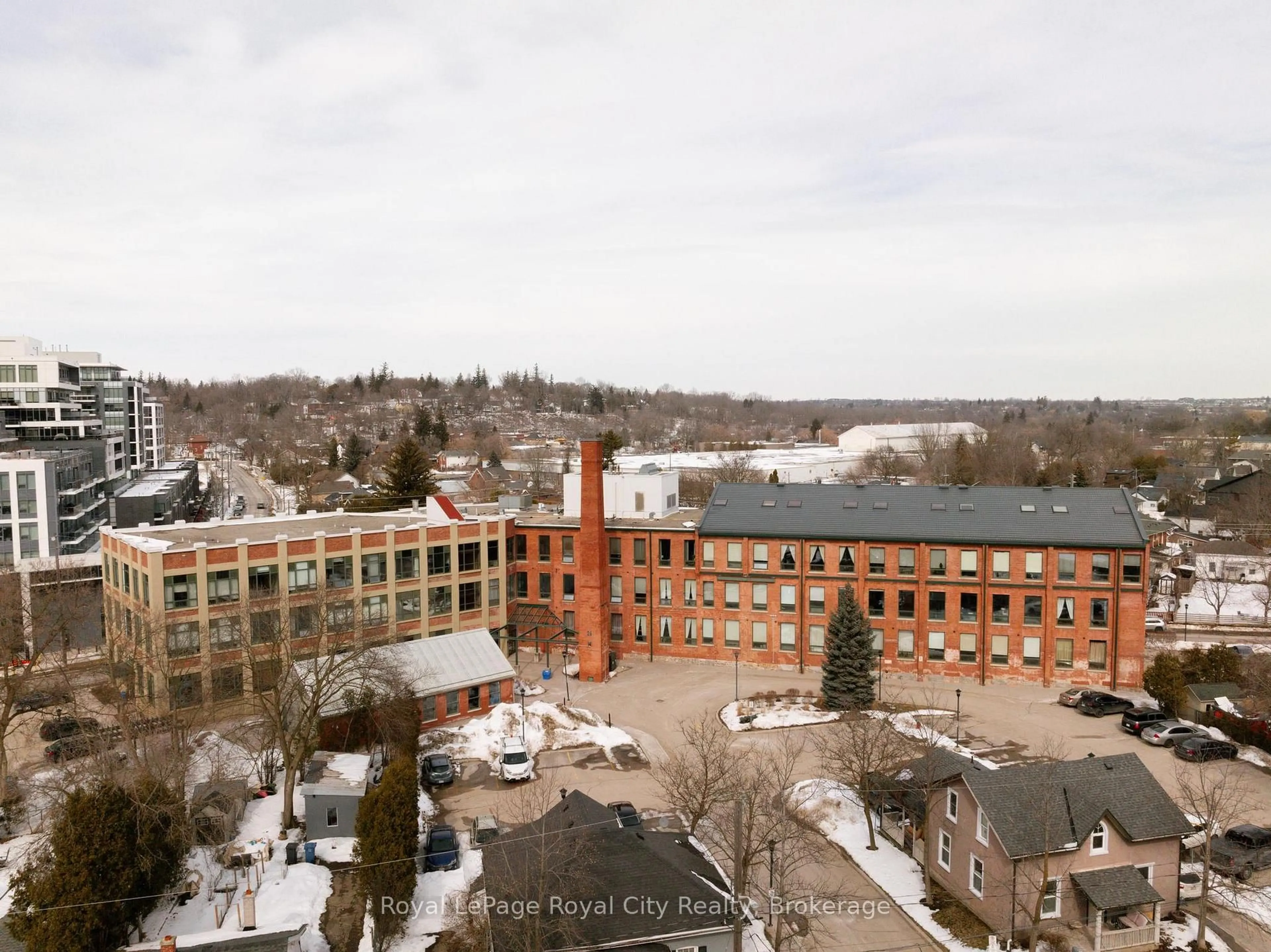 A pic from outside/outdoor area/front of a property/back of a property/a pic from drone, city buildings view from balcony for 26 Ontario St #108, Guelph Ontario N1E 7K1