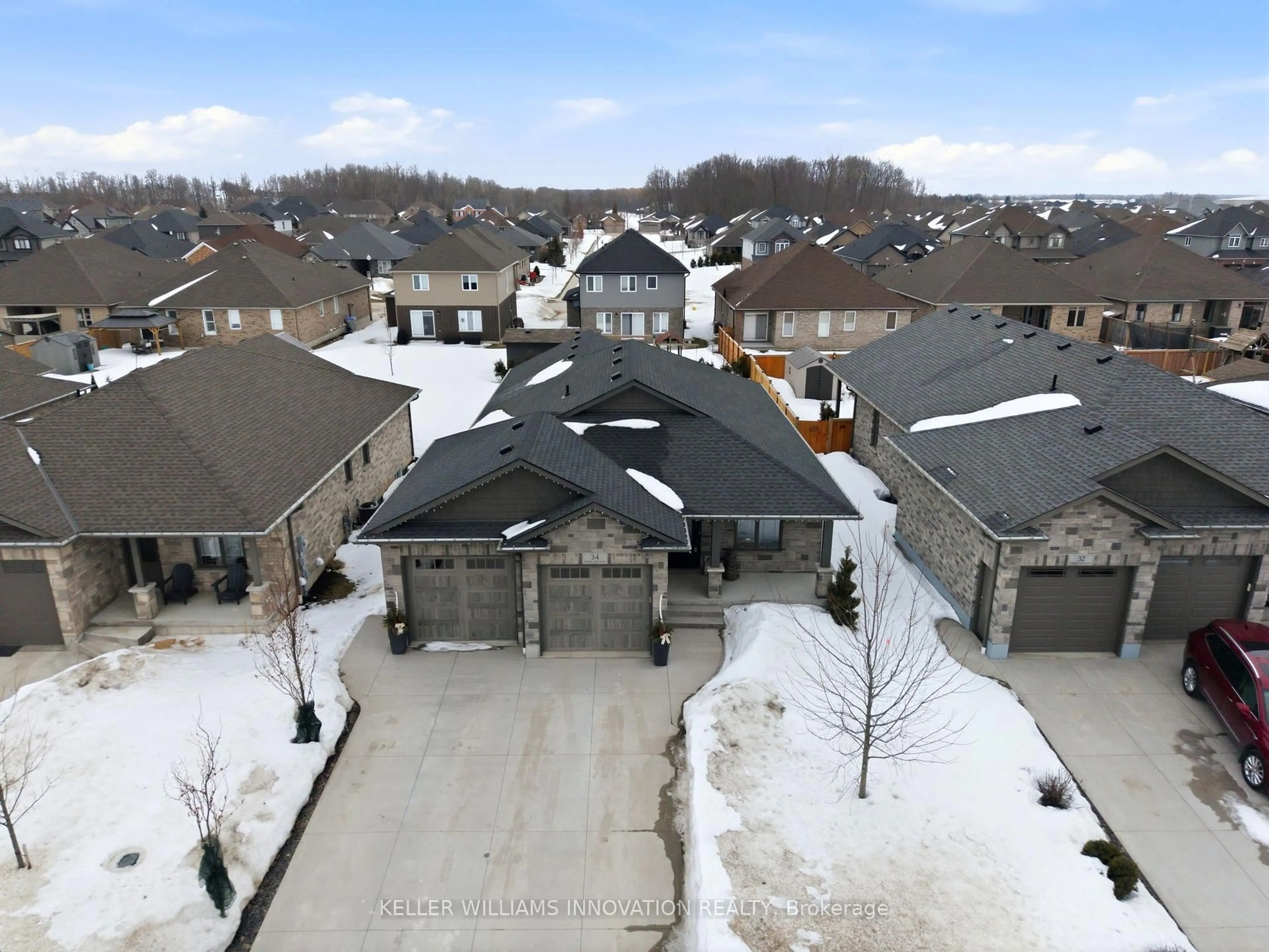 A pic from outside/outdoor area/front of a property/back of a property/a pic from drone, street for 34 Forbes Cres, North Perth Ontario N4W 0B9