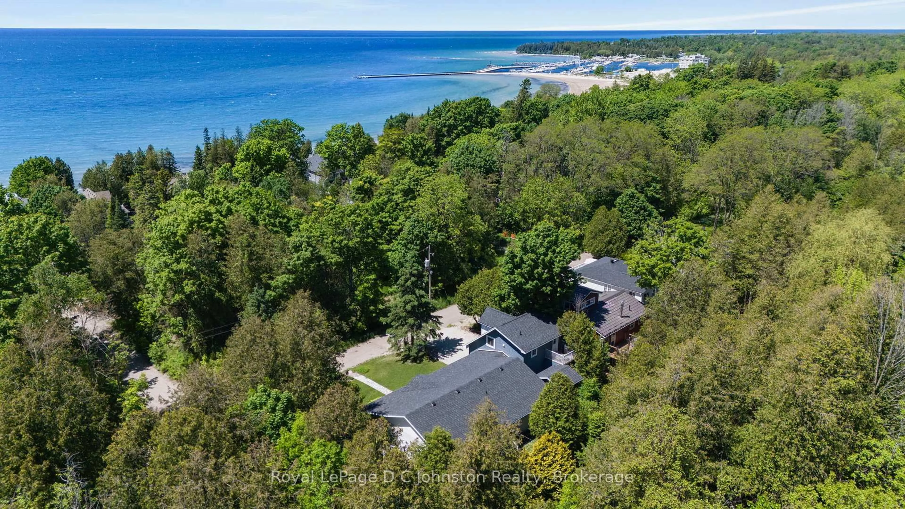 A pic from outside/outdoor area/front of a property/back of a property/a pic from drone, water/lake/river/ocean view for 10 Mitchell Lane, Saugeen Shores Ontario N0H 2C1