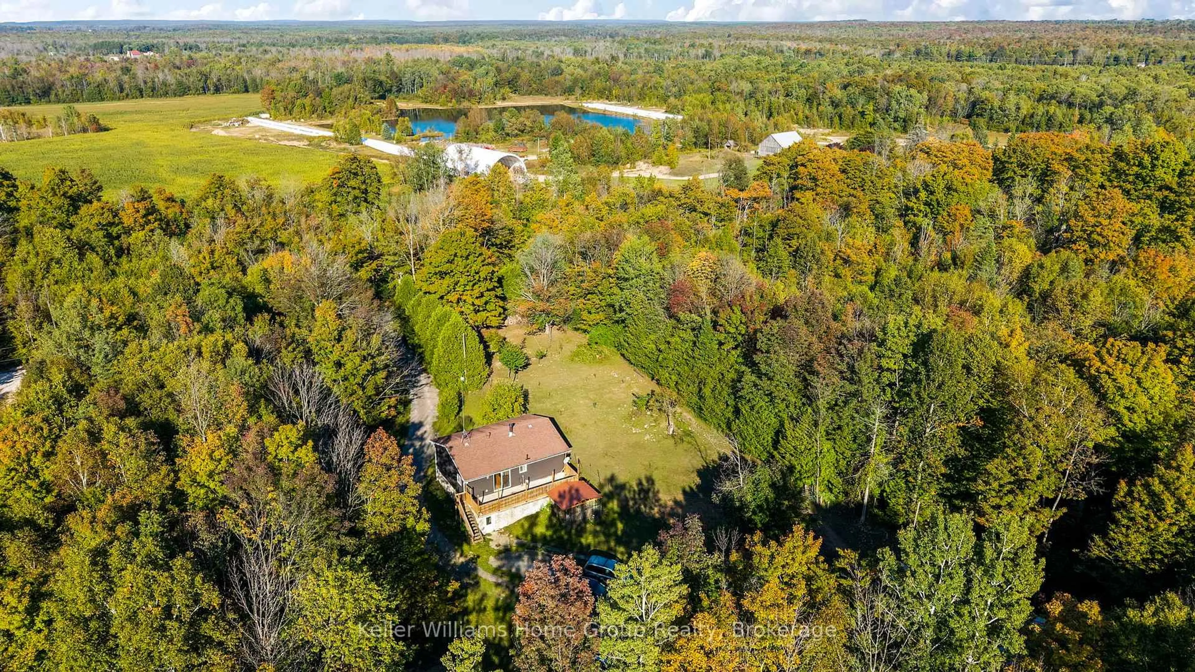 A pic from outside/outdoor area/front of a property/back of a property/a pic from drone, forest/trees view for 125 North Diagonal Rd, South Bruce Peninsula Ontario N0H 2T0