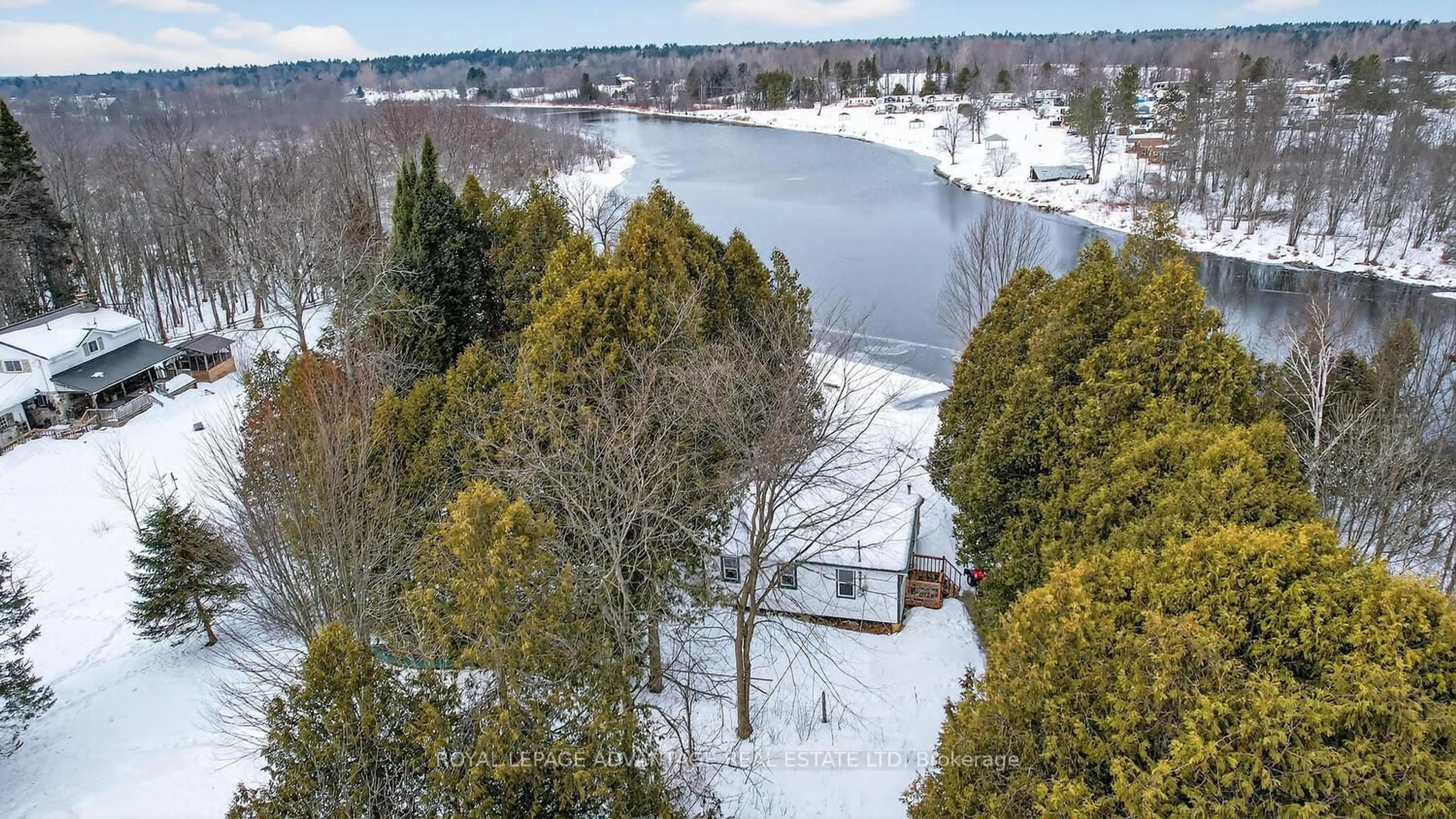 A pic from outside/outdoor area/front of a property/back of a property/a pic from drone, water/lake/river/ocean view for 236 Hall's Lane, Perth Ontario K7H 3C9
