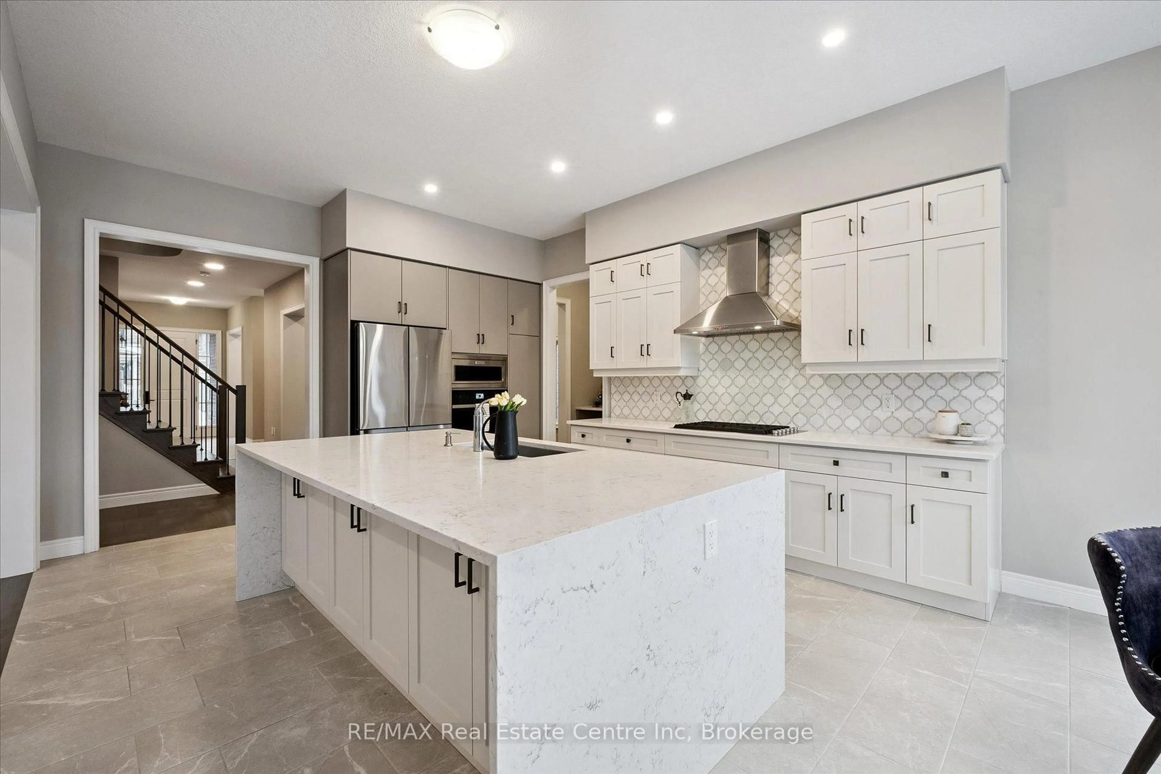 Open concept kitchen, ceramic/tile floor for 187 Ambrous Cres, Guelph Ontario N1G 0G3