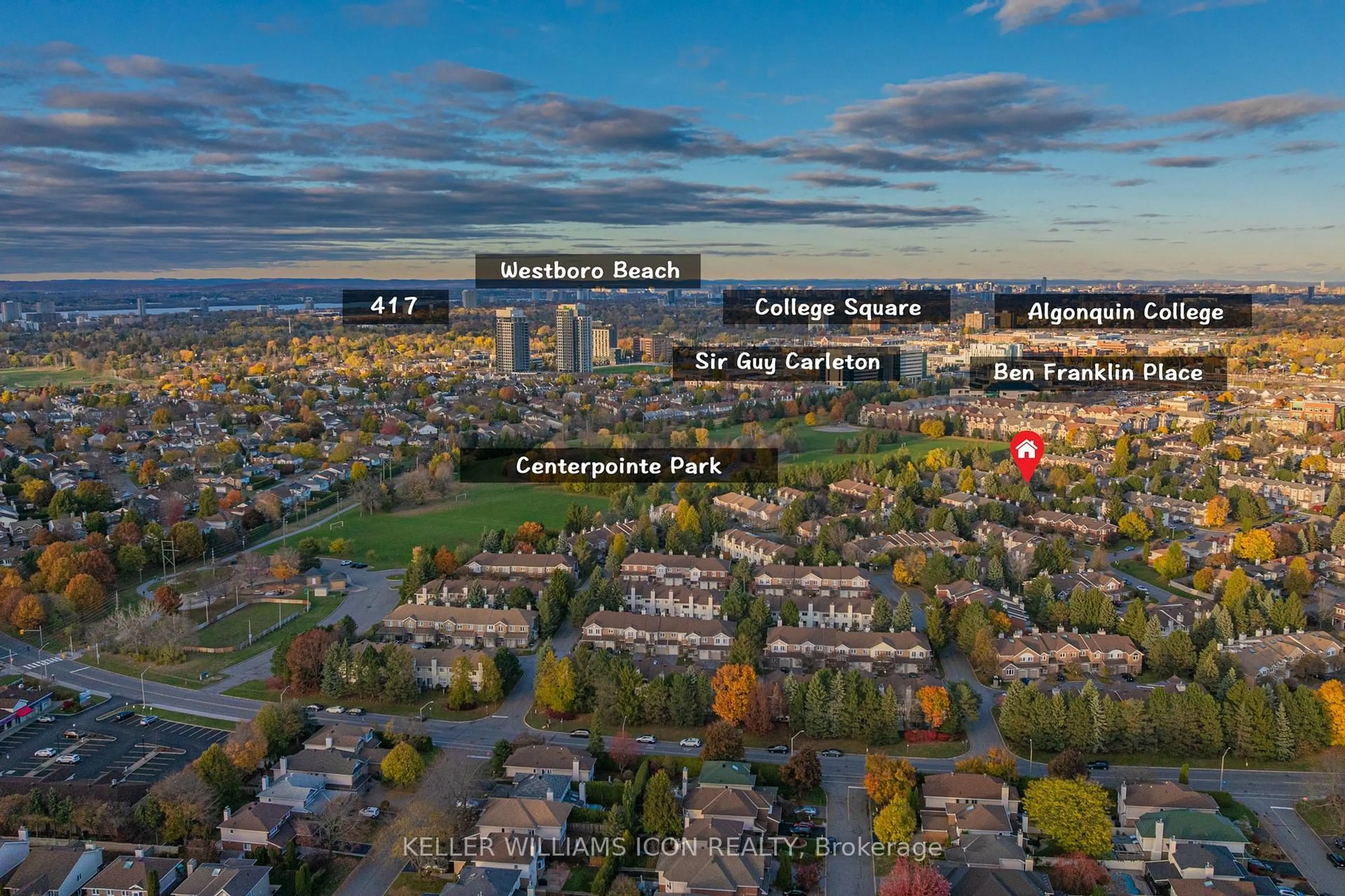 A pic from outside/outdoor area/front of a property/back of a property/a pic from drone, city buildings view from balcony for 48 Blackdome Cres, Ottawa Ontario K2T 1A9