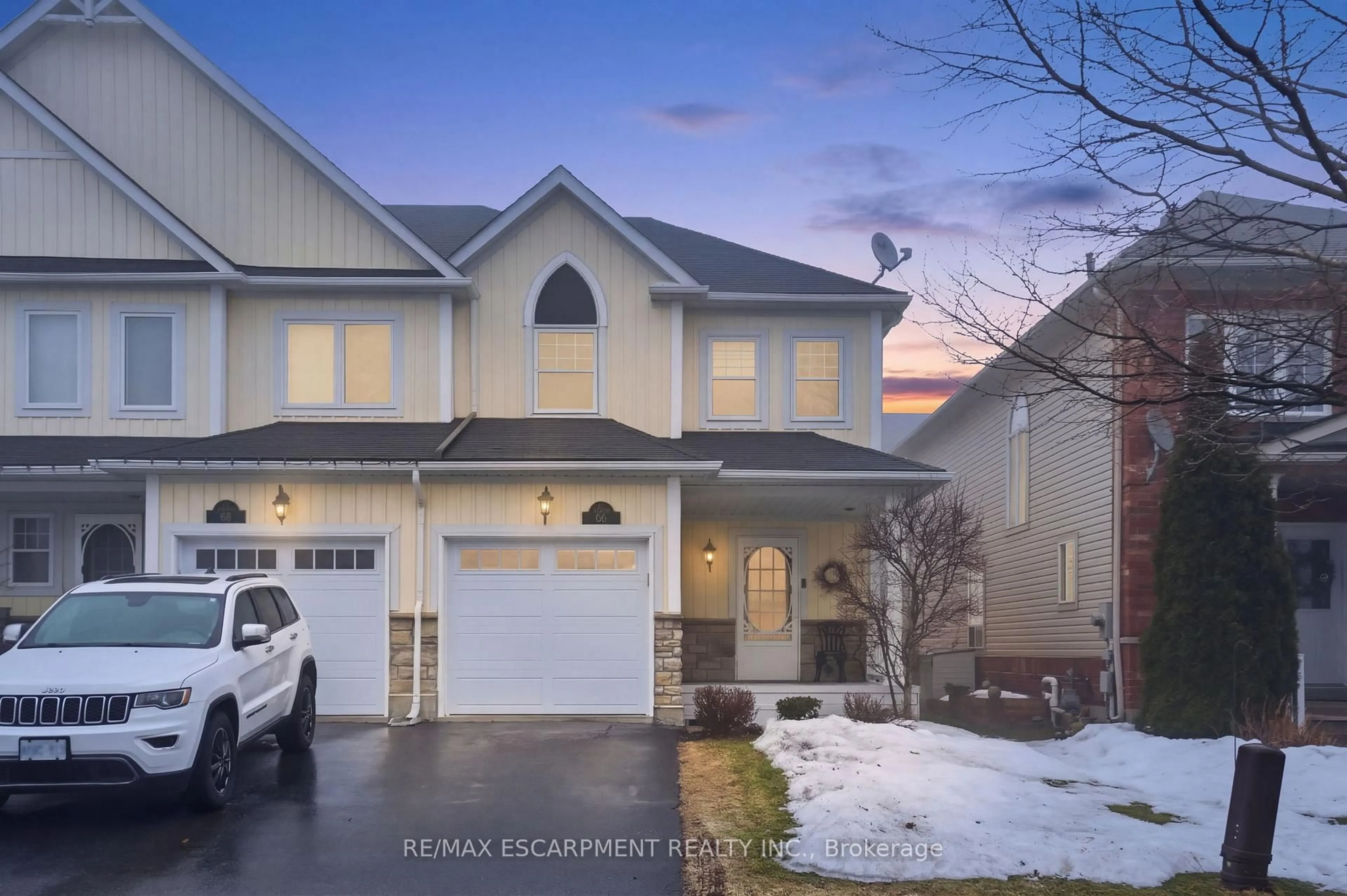 Home with vinyl exterior material, street for 66 Blue Sky Tr, Hamilton Ontario L8B 0X6