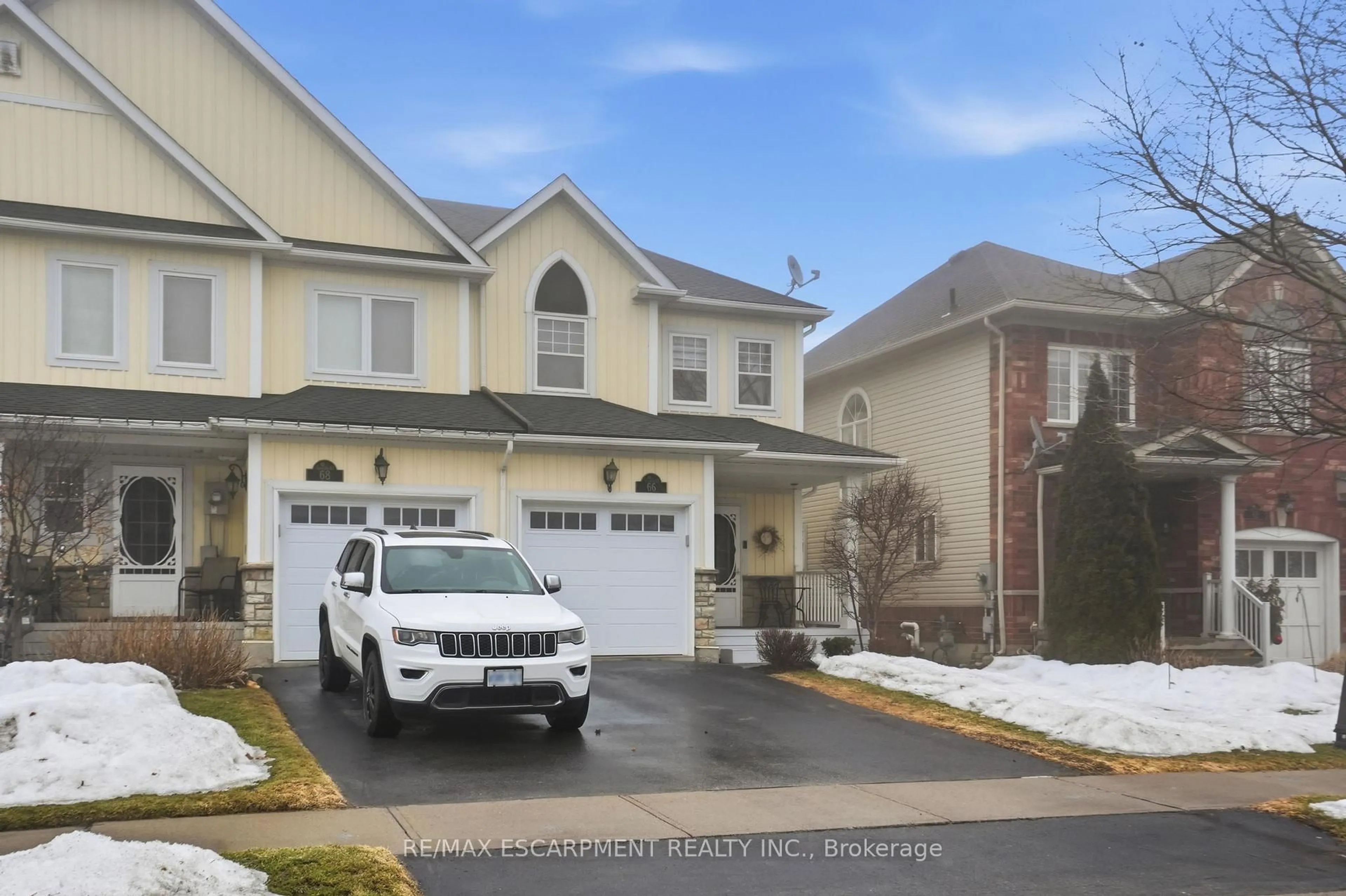 Home with vinyl exterior material, street for 66 Blue Sky Tr, Hamilton Ontario L8B 0X6