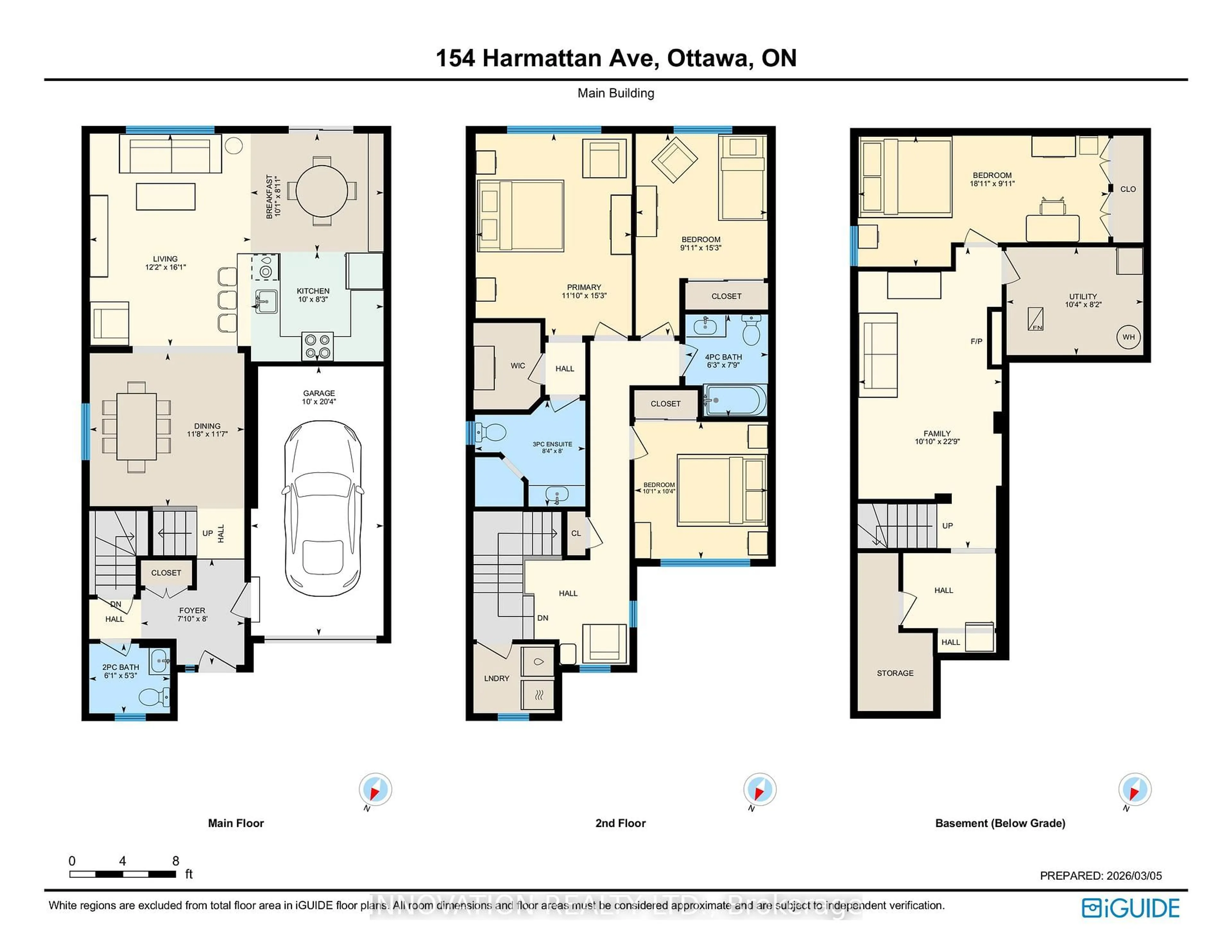 Floor plan for 154 Harmattan Ave, Ottawa Ontario K2S 0G3